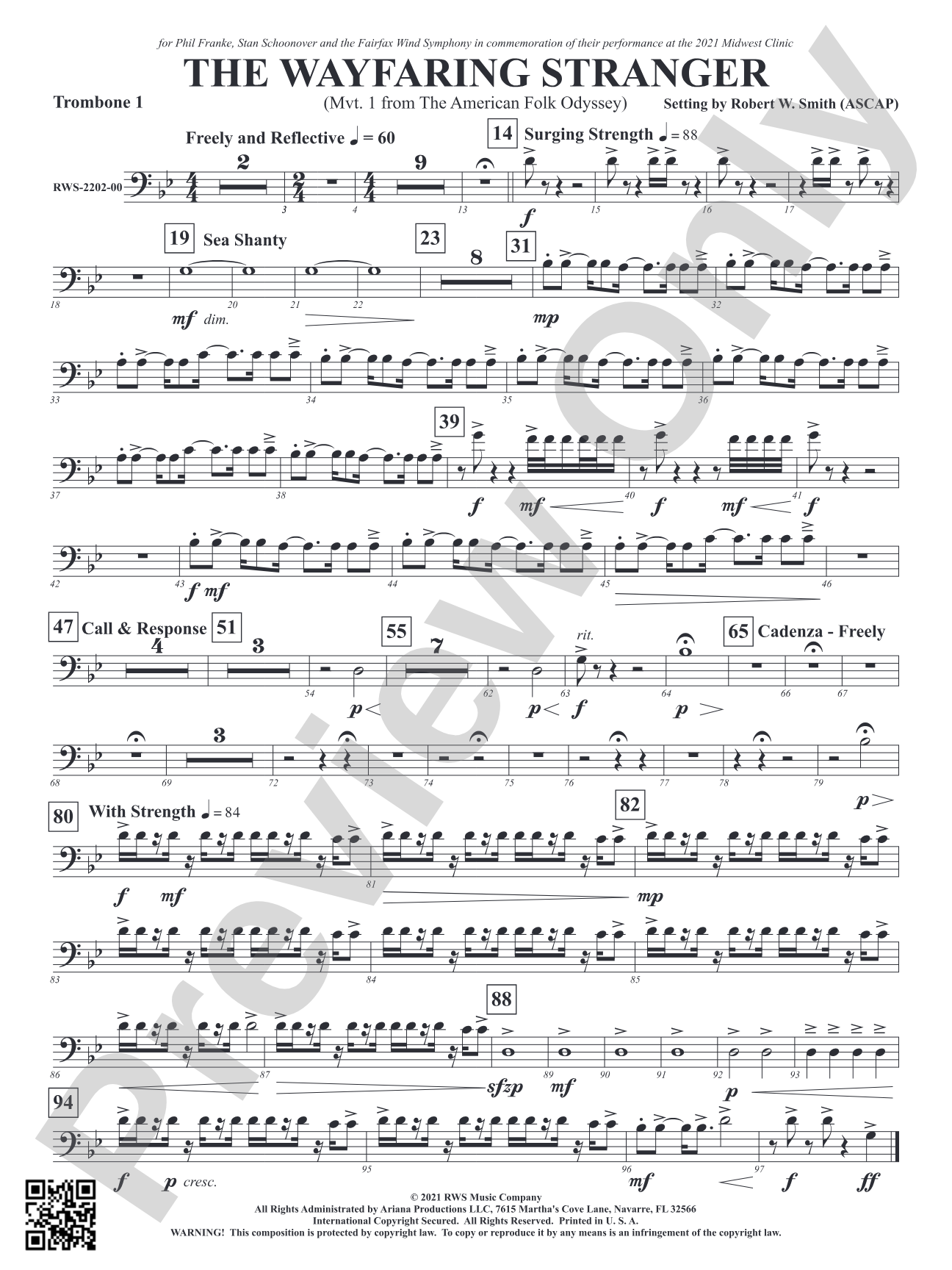 The Wayfaring Stranger - Mvt. 1 from <i>The American Folk Odyssey</i>: 1st Trombone