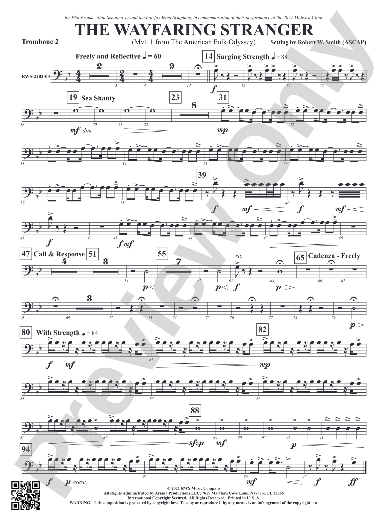 The Wayfaring Stranger - Mvt. 1 from <i>The American Folk Odyssey</i>: 2nd Trombone