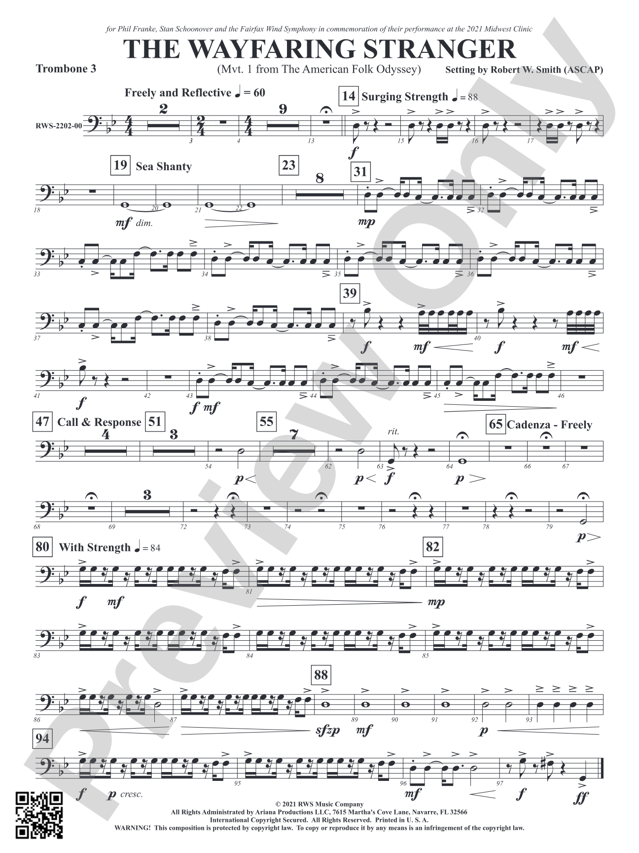 The Wayfaring Stranger - Mvt. 1 from <i>The American Folk Odyssey</i>: 3rd Trombone