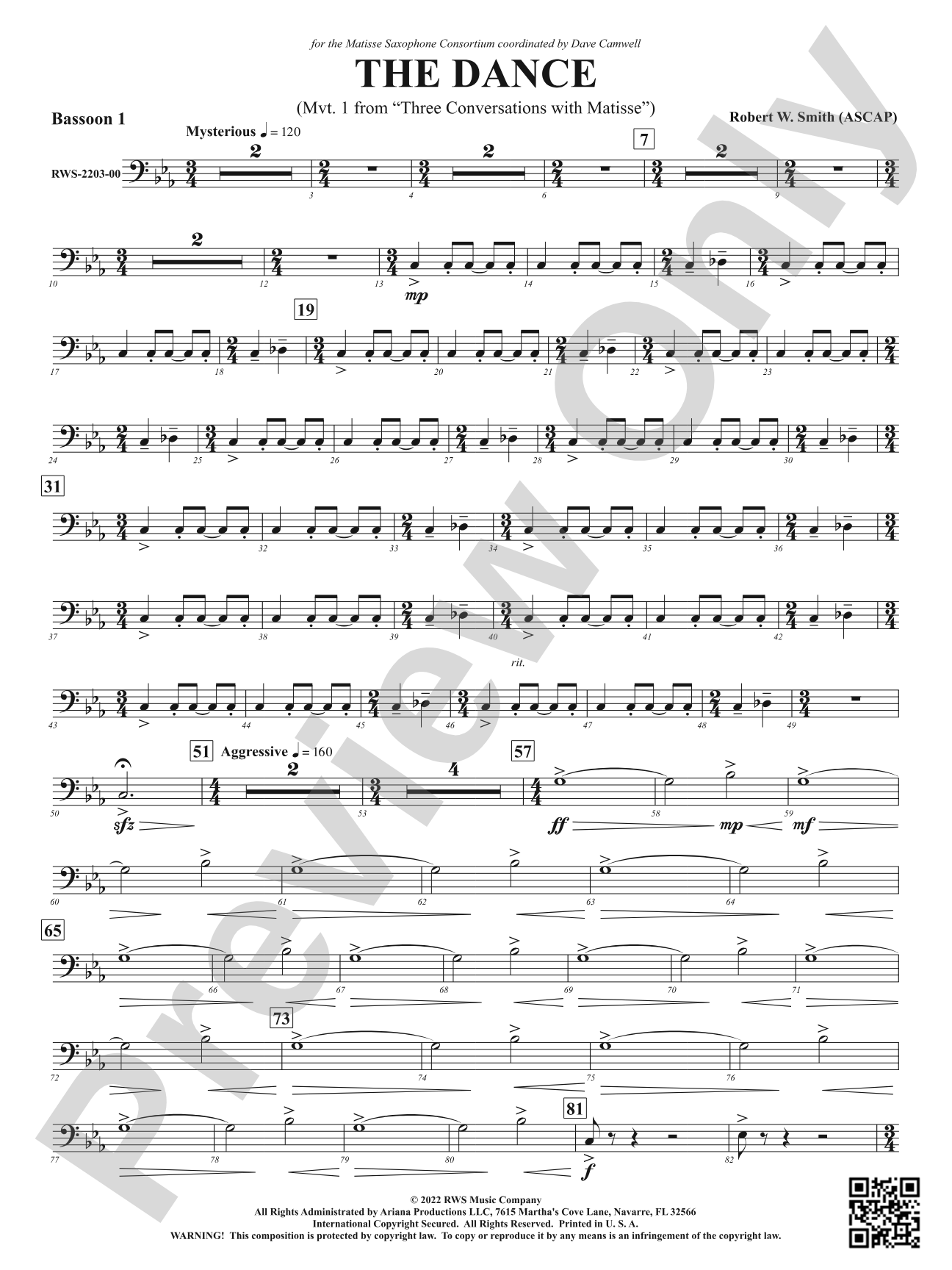 The Dance - Mvt. 1 from <i>Three Conversations with Matisse</i>: Bassoon