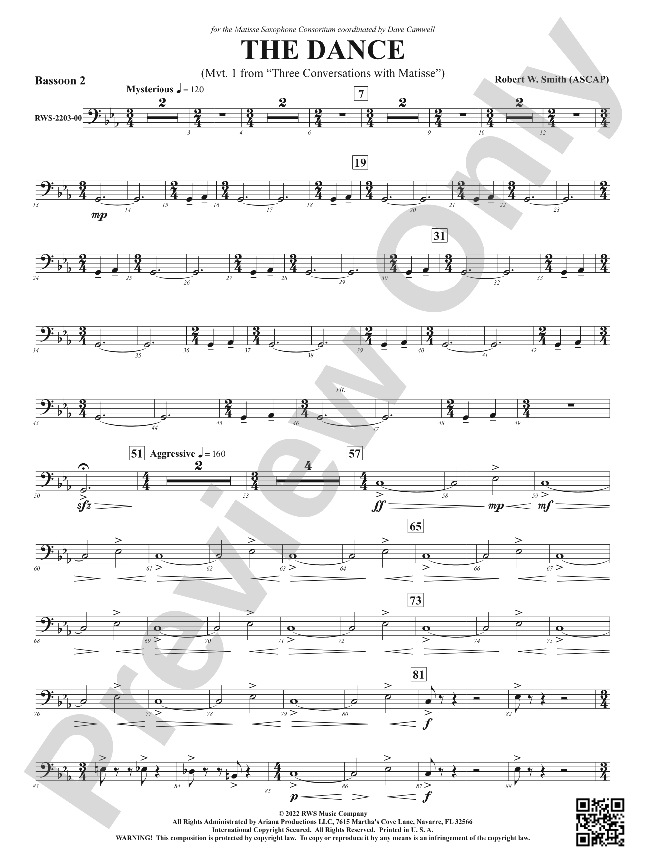 The Dance - Mvt. 1 from <i>Three Conversations with Matisse</i>: 2nd Bassoon