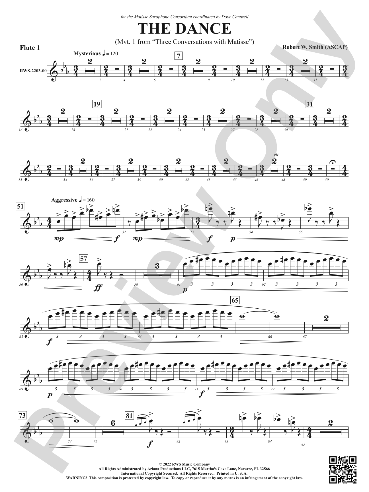 The Dance - Mvt. 1 from <i>Three Conversations with Matisse</i>: 1st Flute