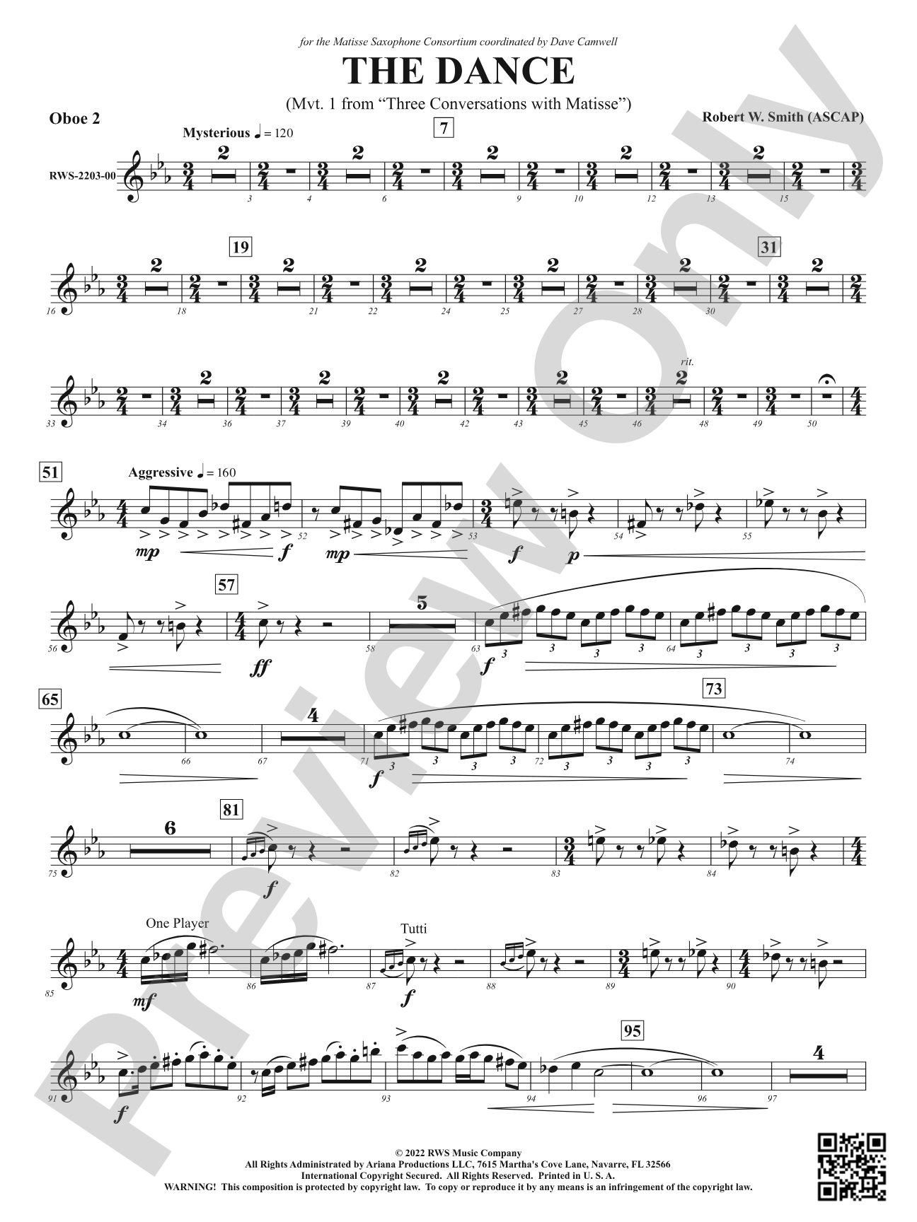 The Dance - Mvt. 1 from <i>Three Conversations with Matisse</i>: 2nd Oboe