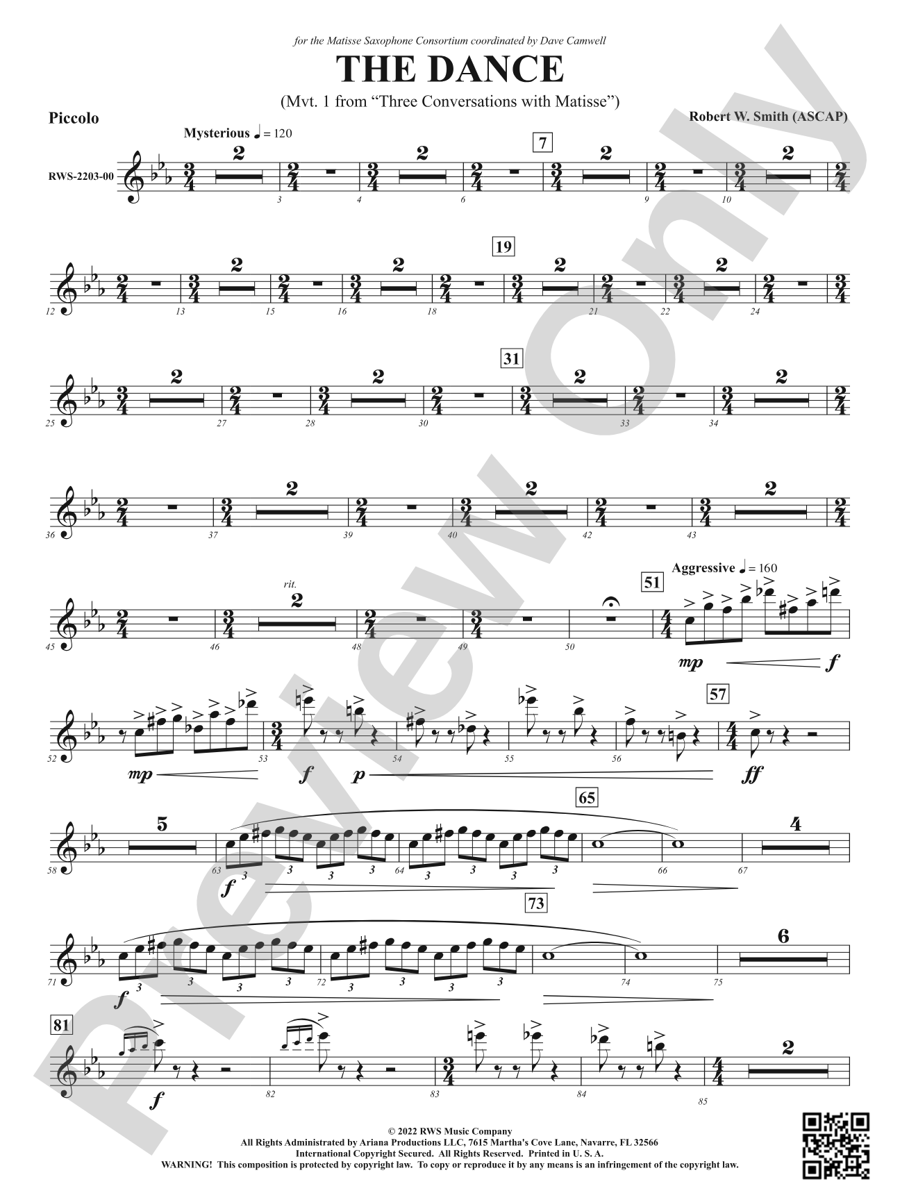 The Dance - Mvt. 1 from <i>Three Conversations with Matisse</i>: Piccolo