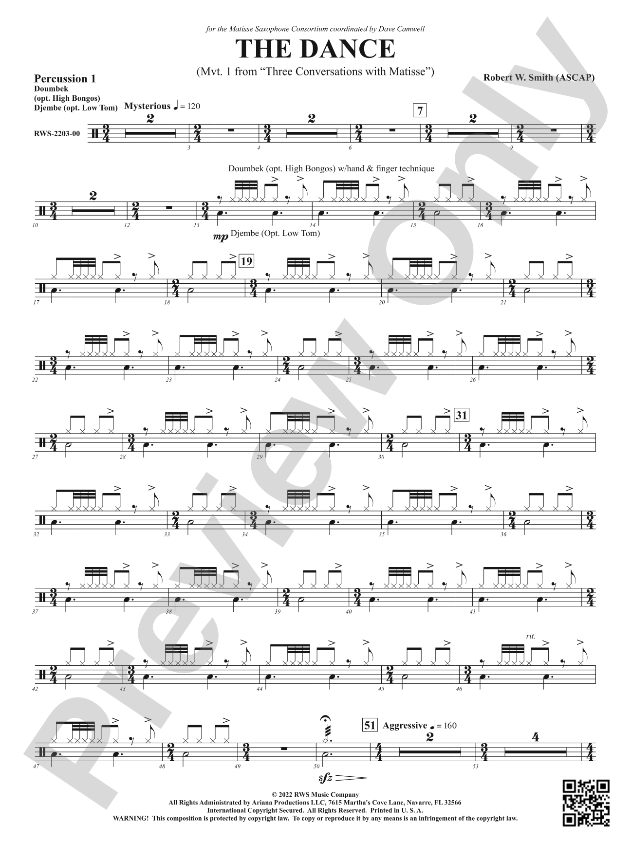 The Dance - Mvt. 1 from <i>Three Conversations with Matisse</i>: 1st Percussion
