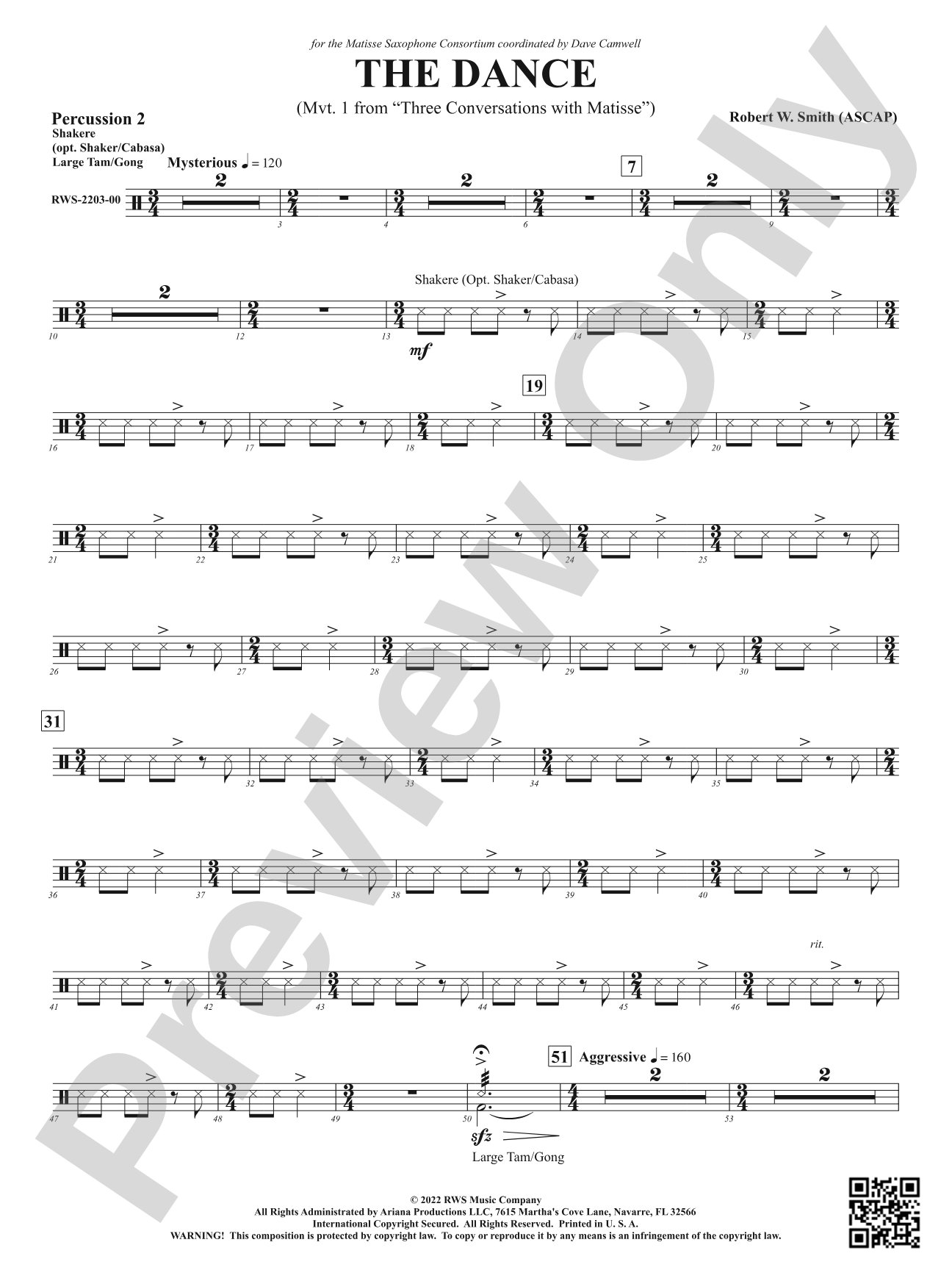 The Dance - Mvt. 1 from <i>Three Conversations with Matisse</i>: 2nd Percussion