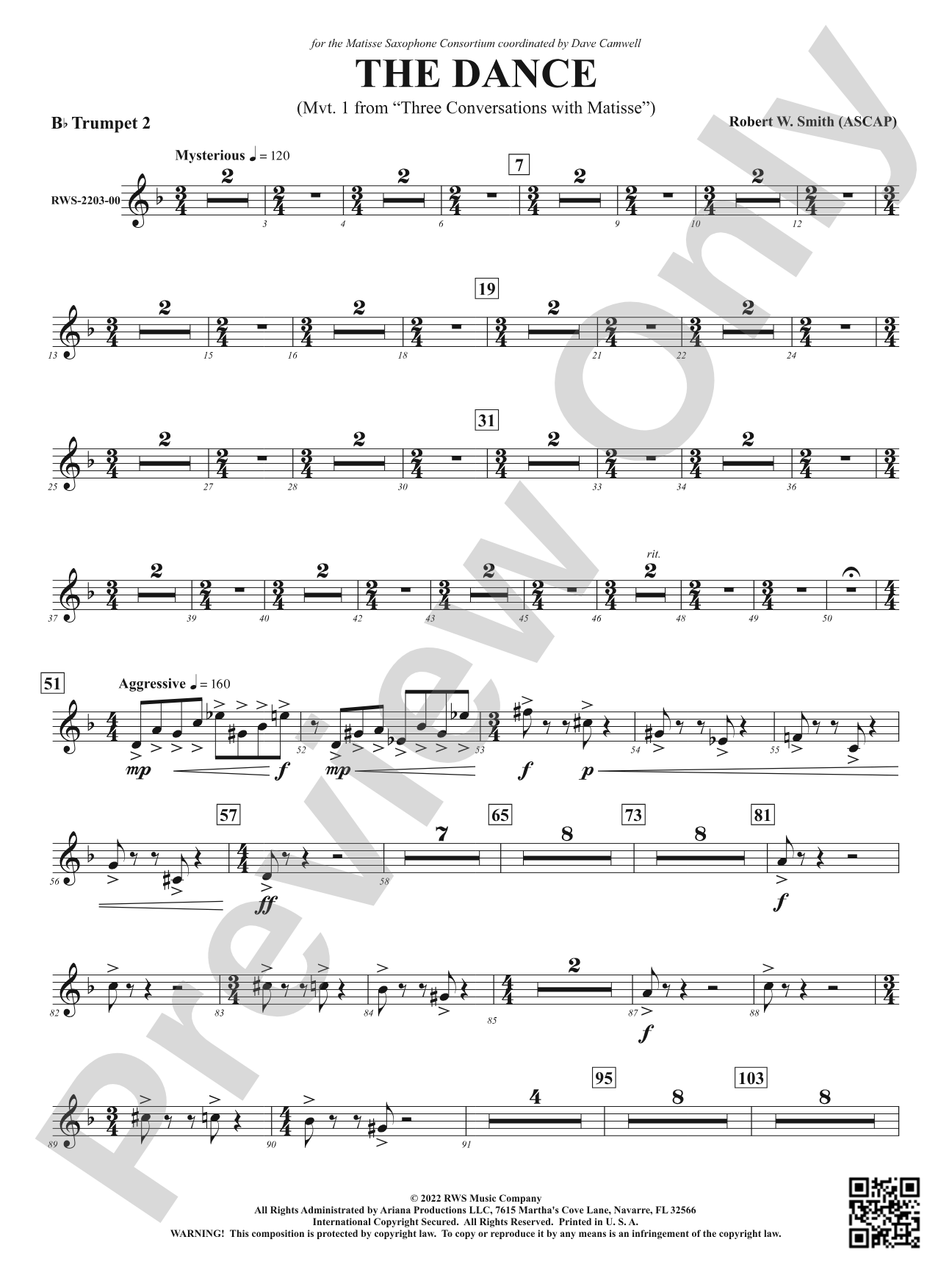 The Dance - Mvt. 1 from <i>Three Conversations with Matisse</i>: 2nd B-flat Trumpet