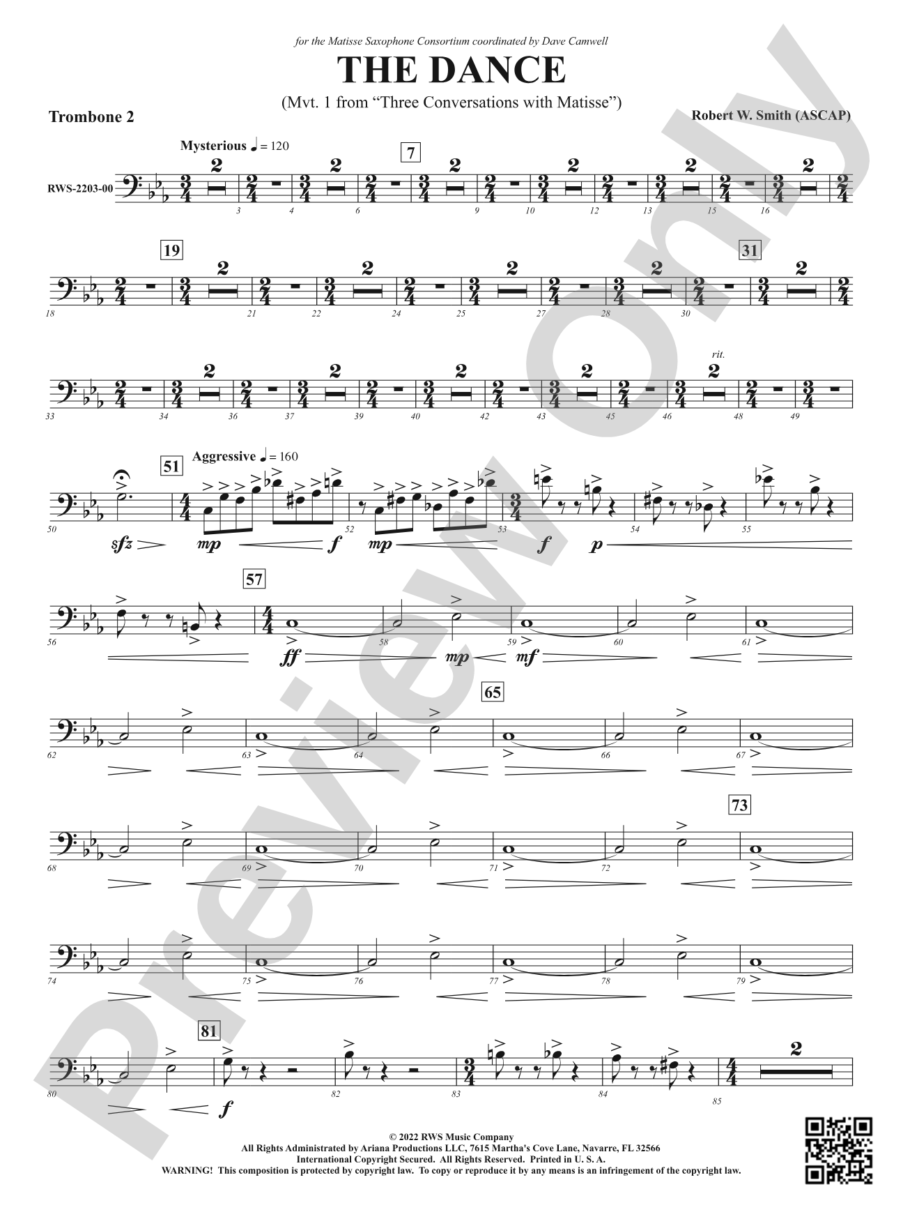 The Dance - Mvt. 1 from <i>Three Conversations with Matisse</i>: 2nd Trombone