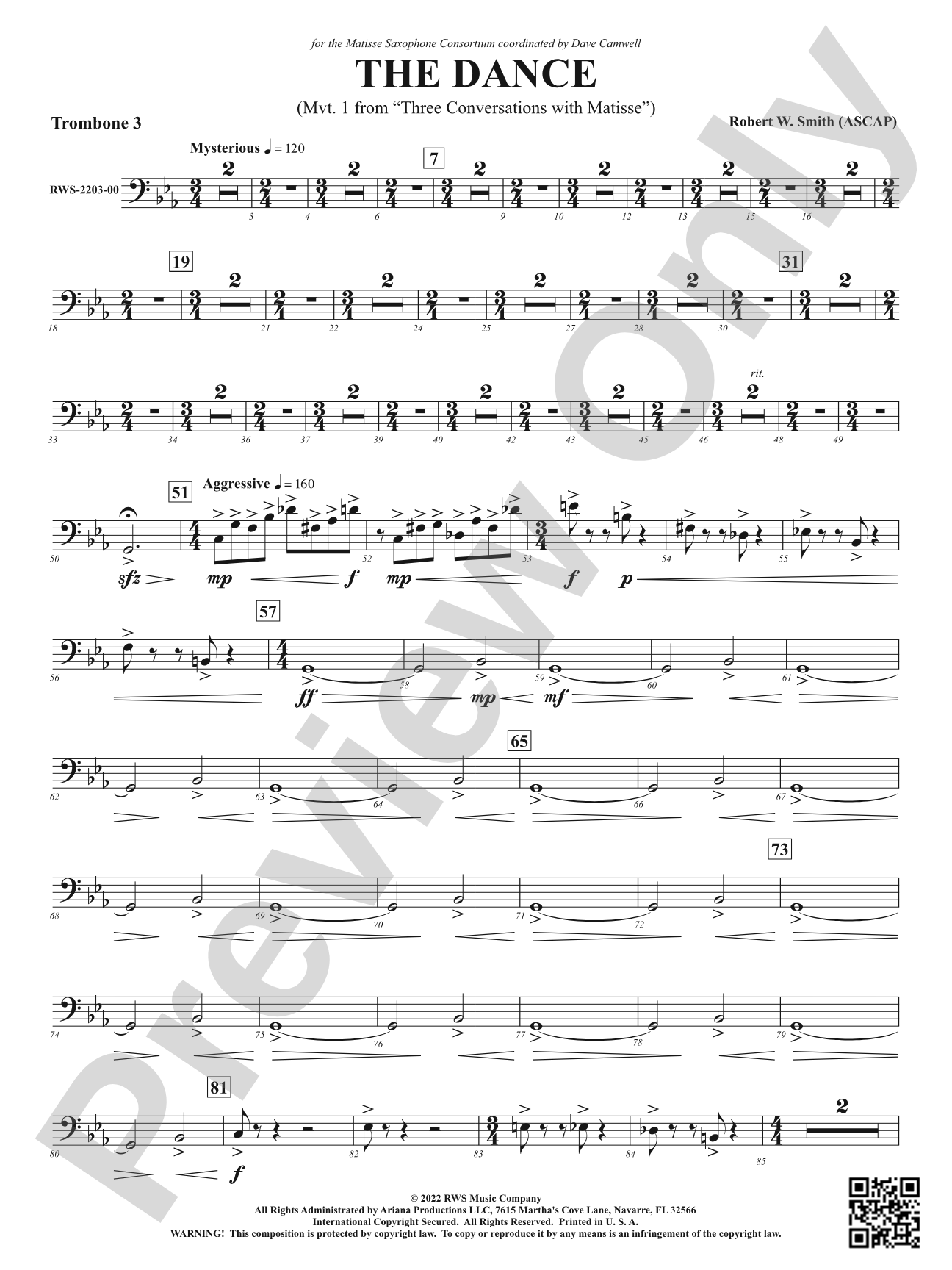 The Dance - Mvt. 1 from <i>Three Conversations with Matisse</i>: 3rd Trombone