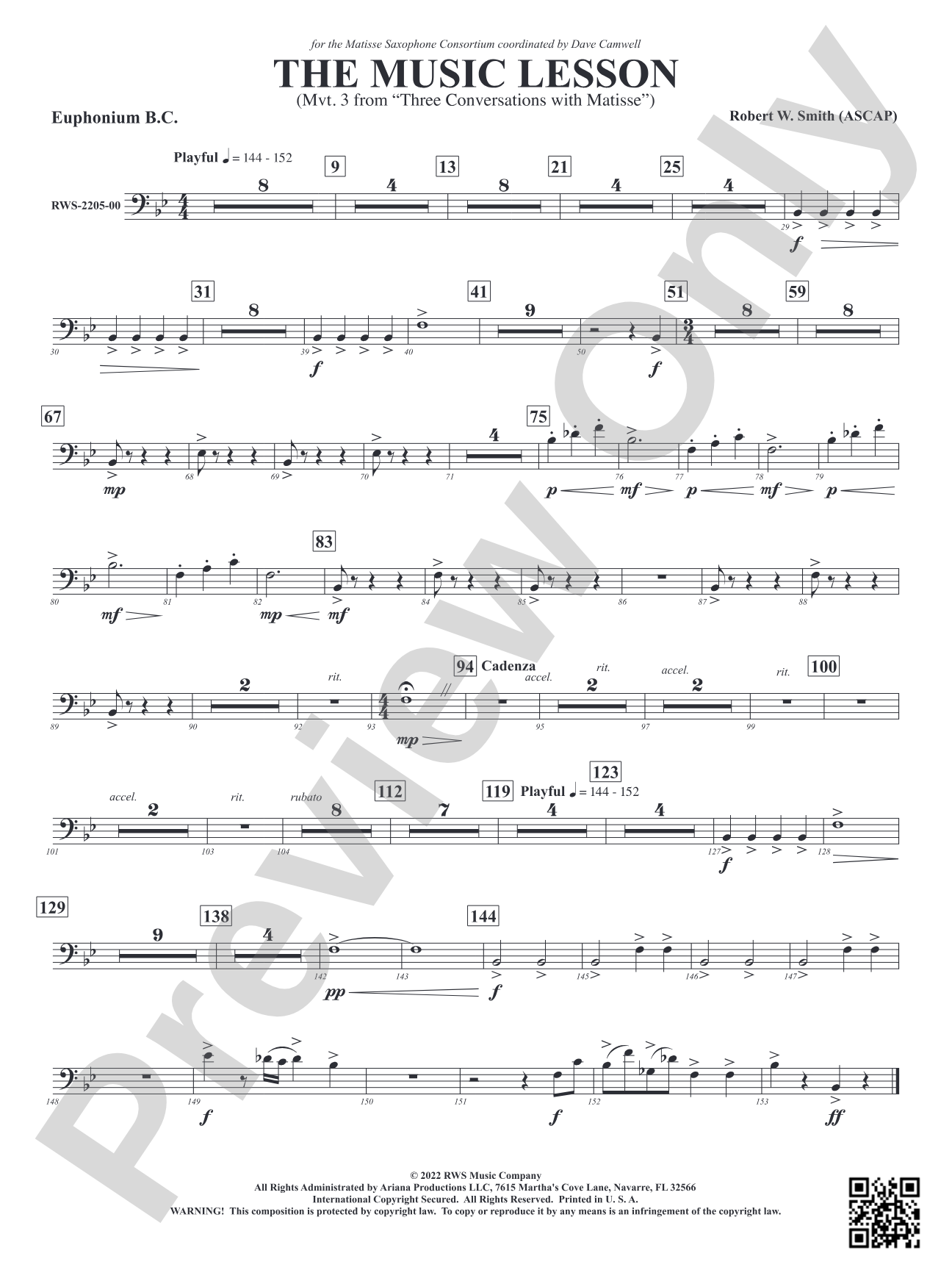 The Music Lesson - Mvt. 3 from <i>Three Conversations with Matisse</i>: Baritone B.C.