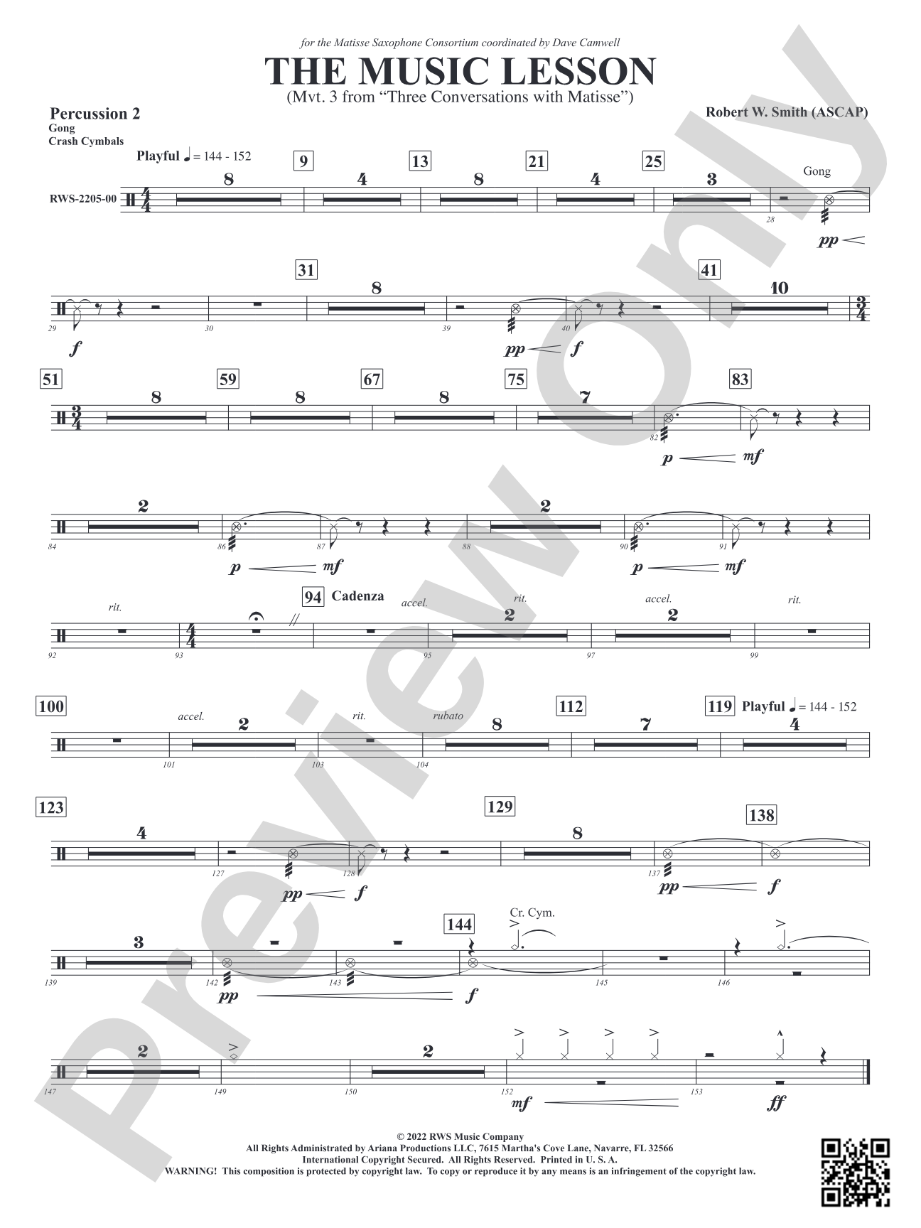 The Music Lesson - Mvt. 3 from <i>Three Conversations with Matisse</i>: 2nd Percussion