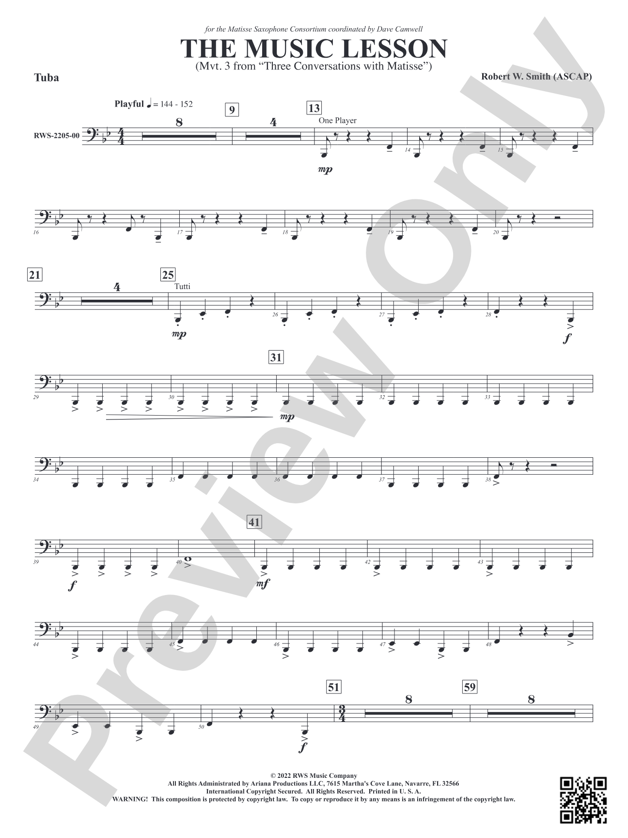 The Music Lesson - Mvt. 3 from <i>Three Conversations with Matisse</i>: Tuba