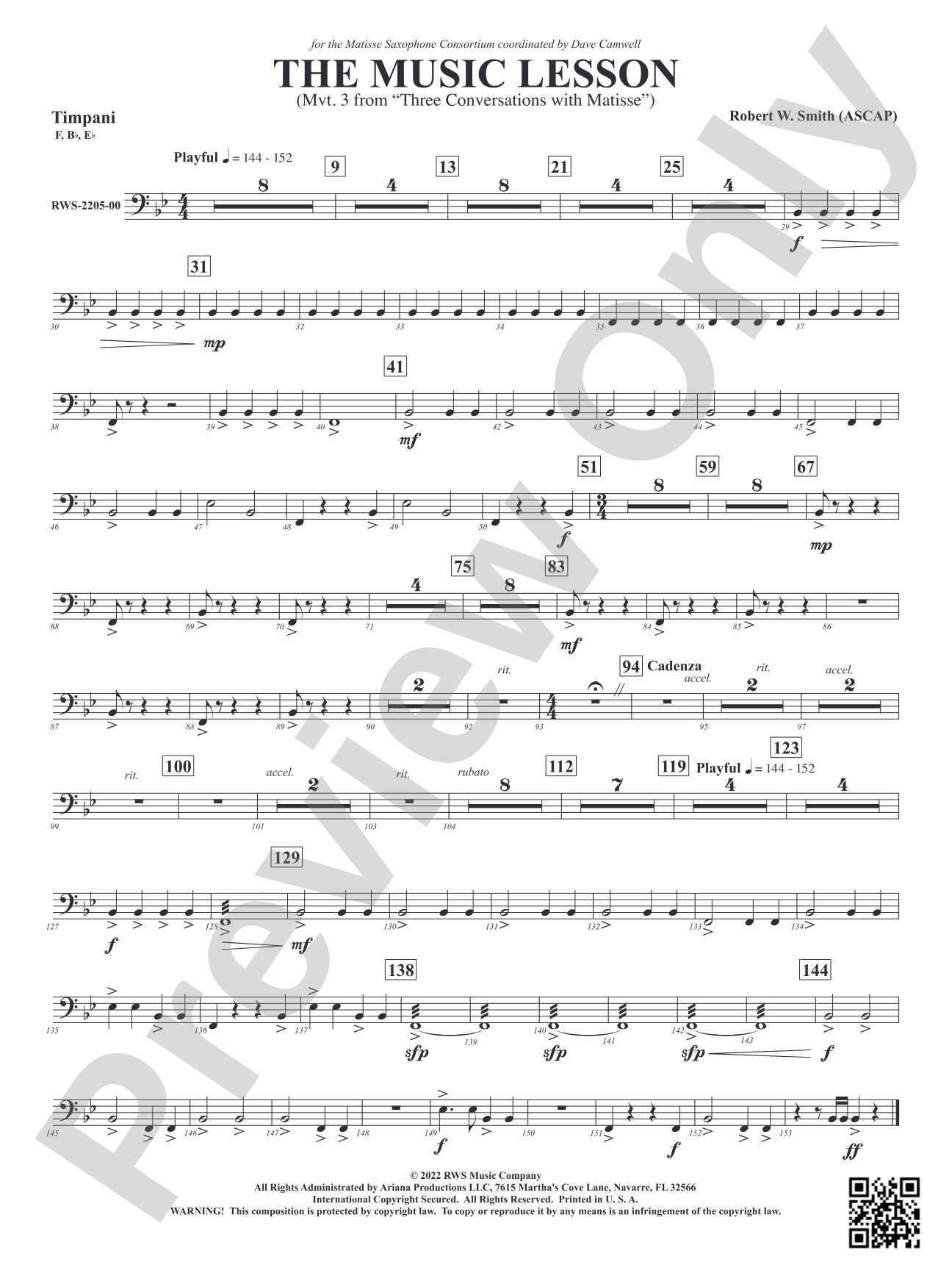 The Music Lesson - Mvt. 3 from <i>Three Conversations with Matisse</i>: Timpani