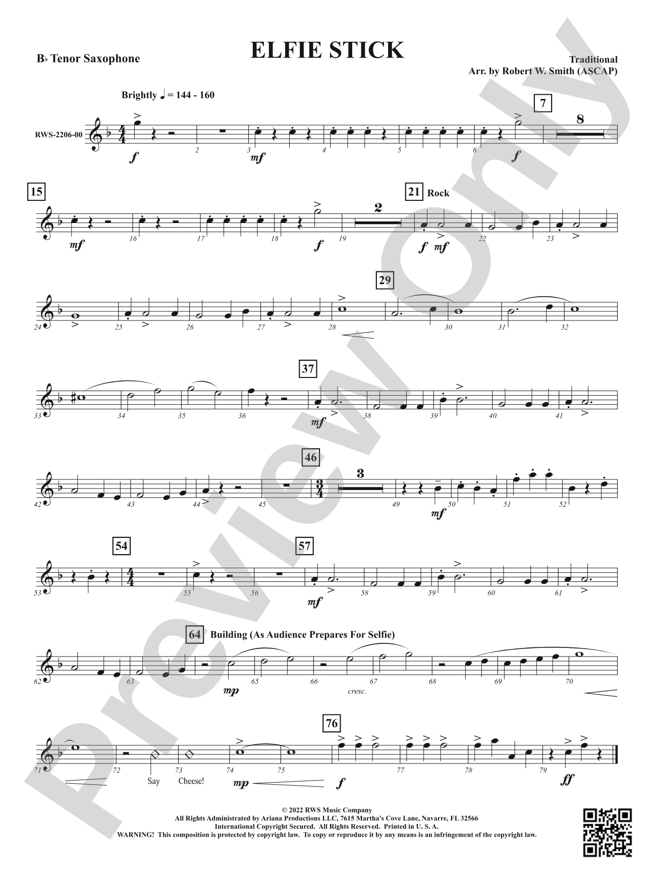 Elfie Stick: B-flat Tenor Saxophone