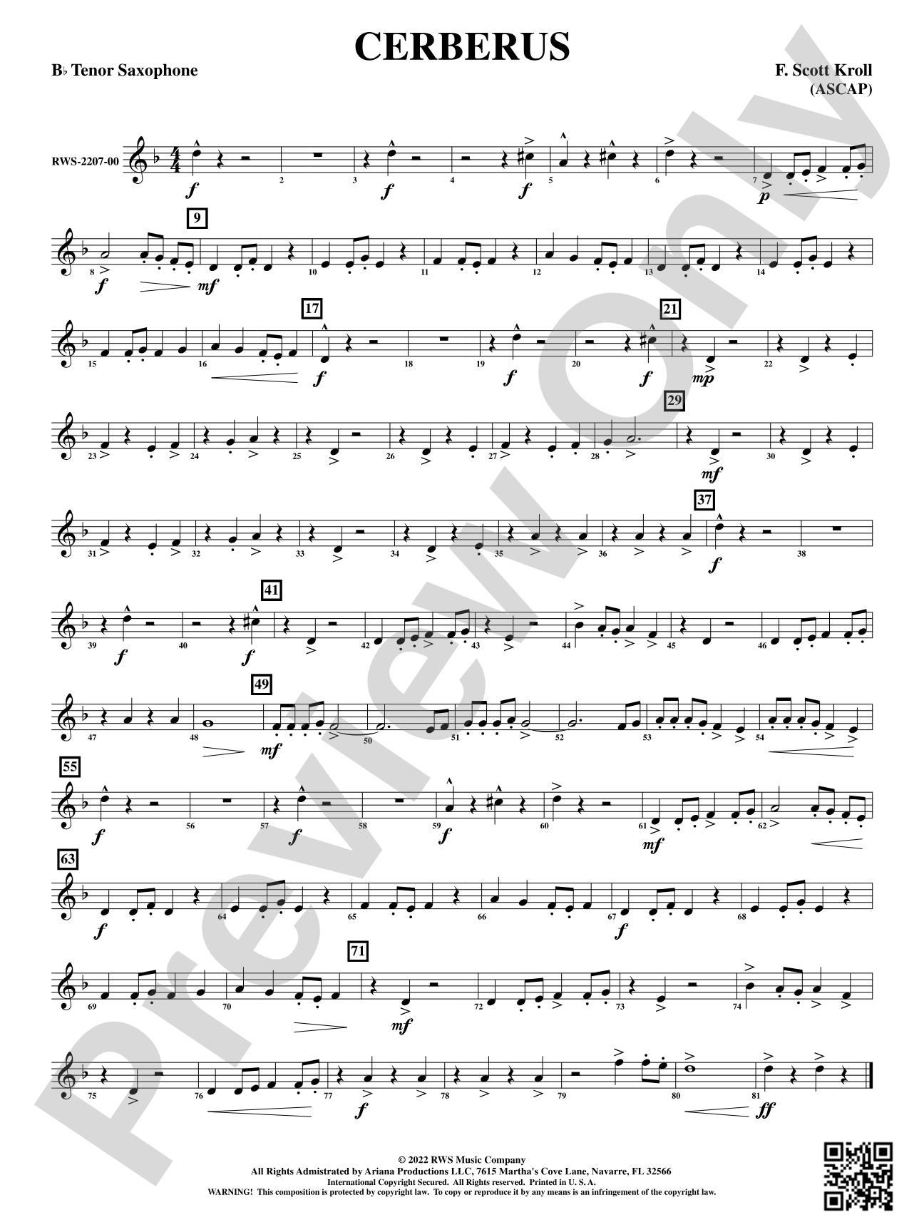 Cerberus: B-flat Tenor Saxophone