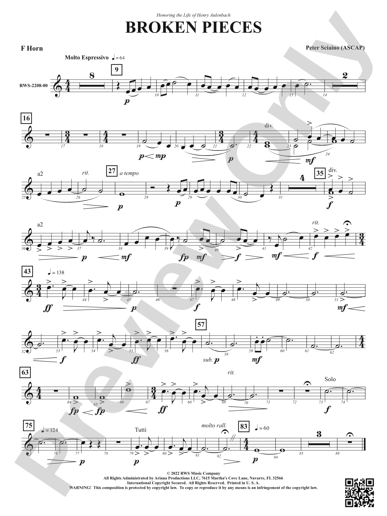 Broken Pieces: 1st F Horn