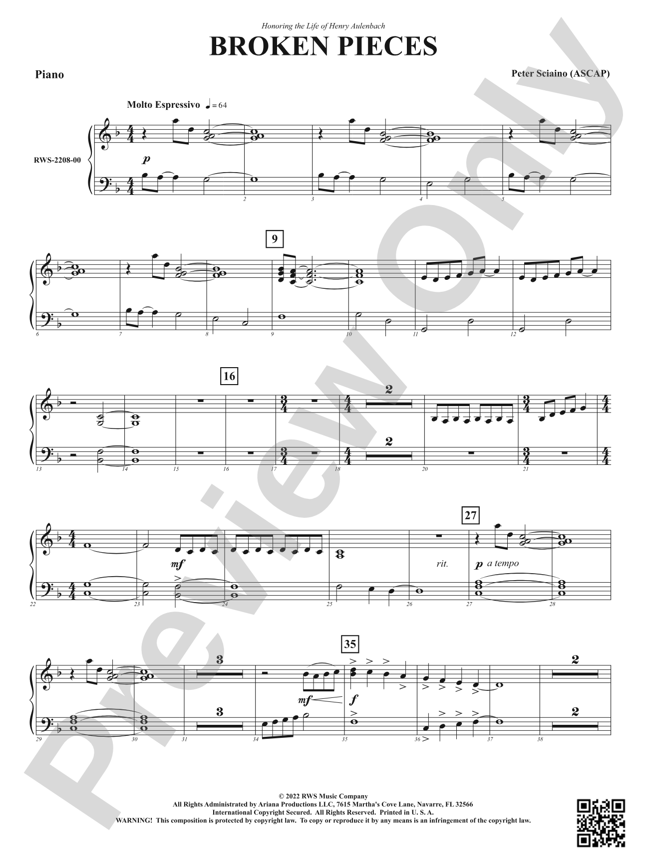 Broken Pieces: Piano Accompaniment