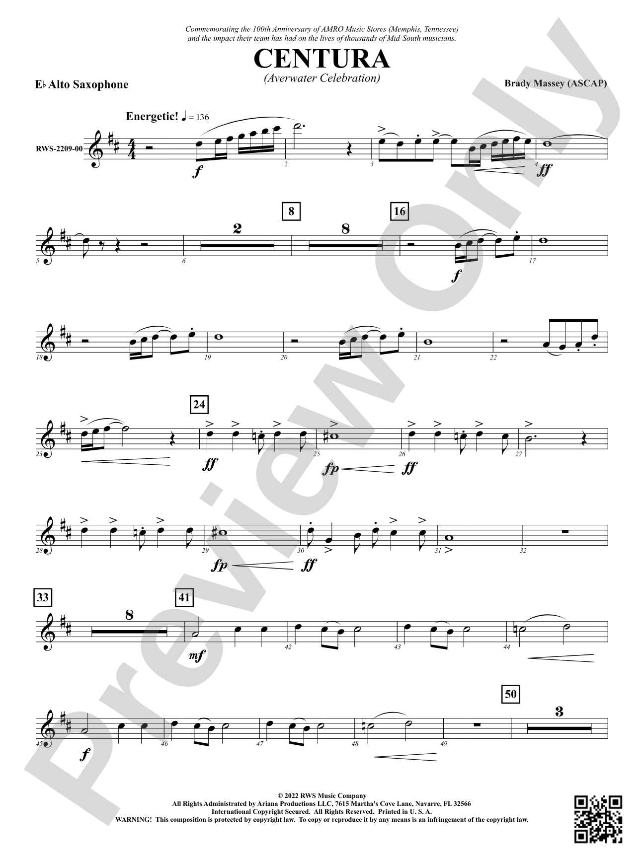 Centura - Averwater Celebration: 1st E-flat Alto Saxophone