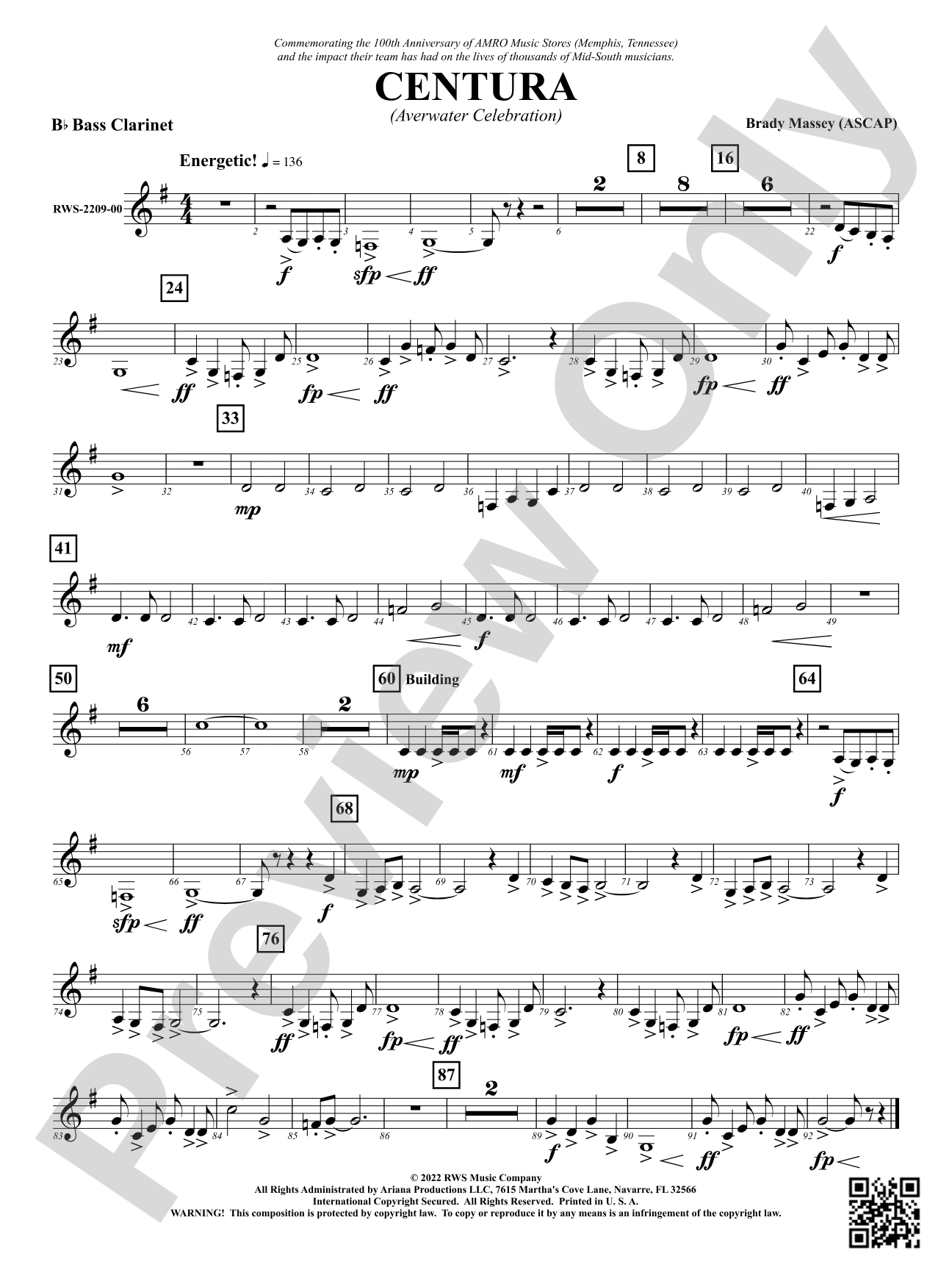 Centura - Averwater Celebration: B-flat Bass Clarinet