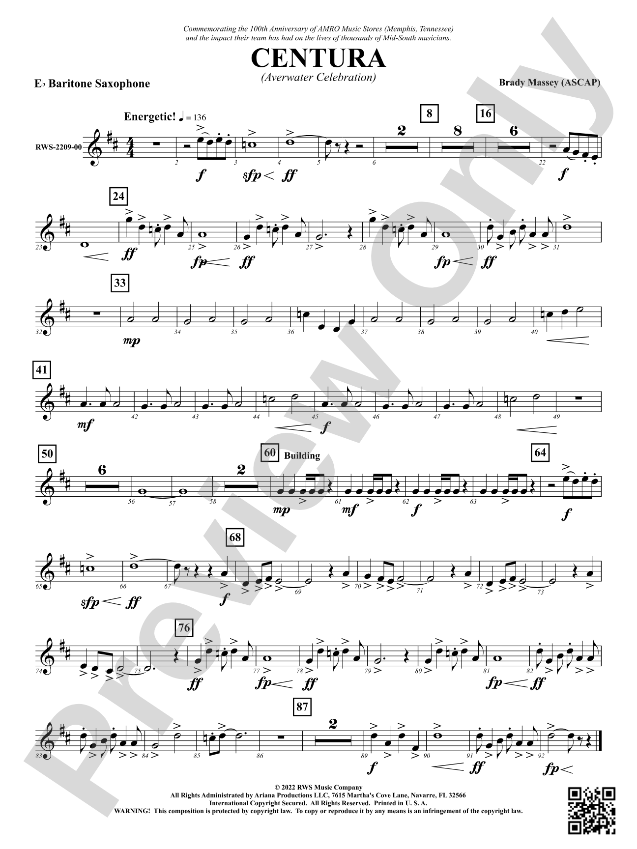 Centura - Averwater Celebration: E-flat Baritone Saxophone