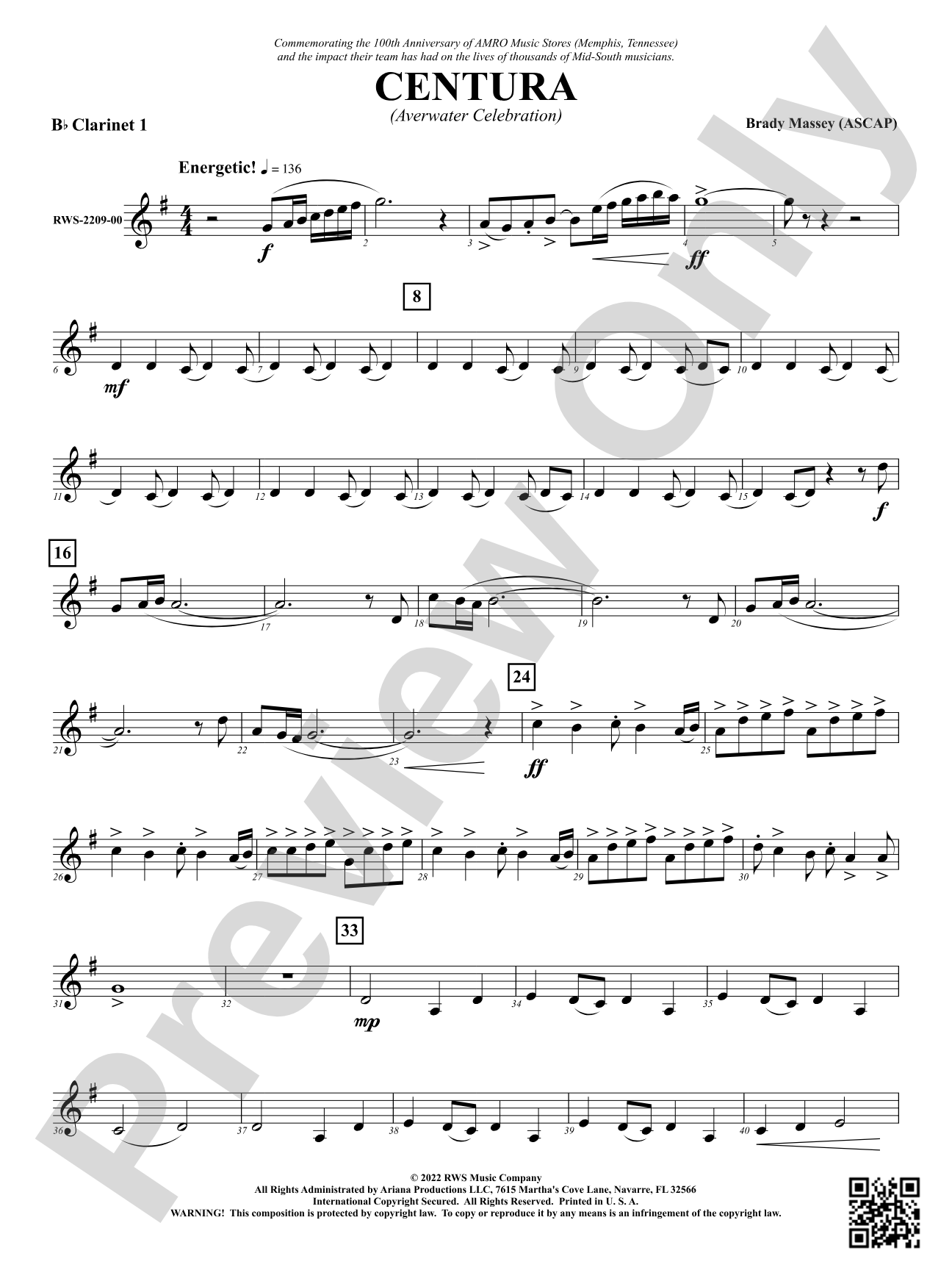 Centura - Averwater Celebration: 1st B-flat Clarinet