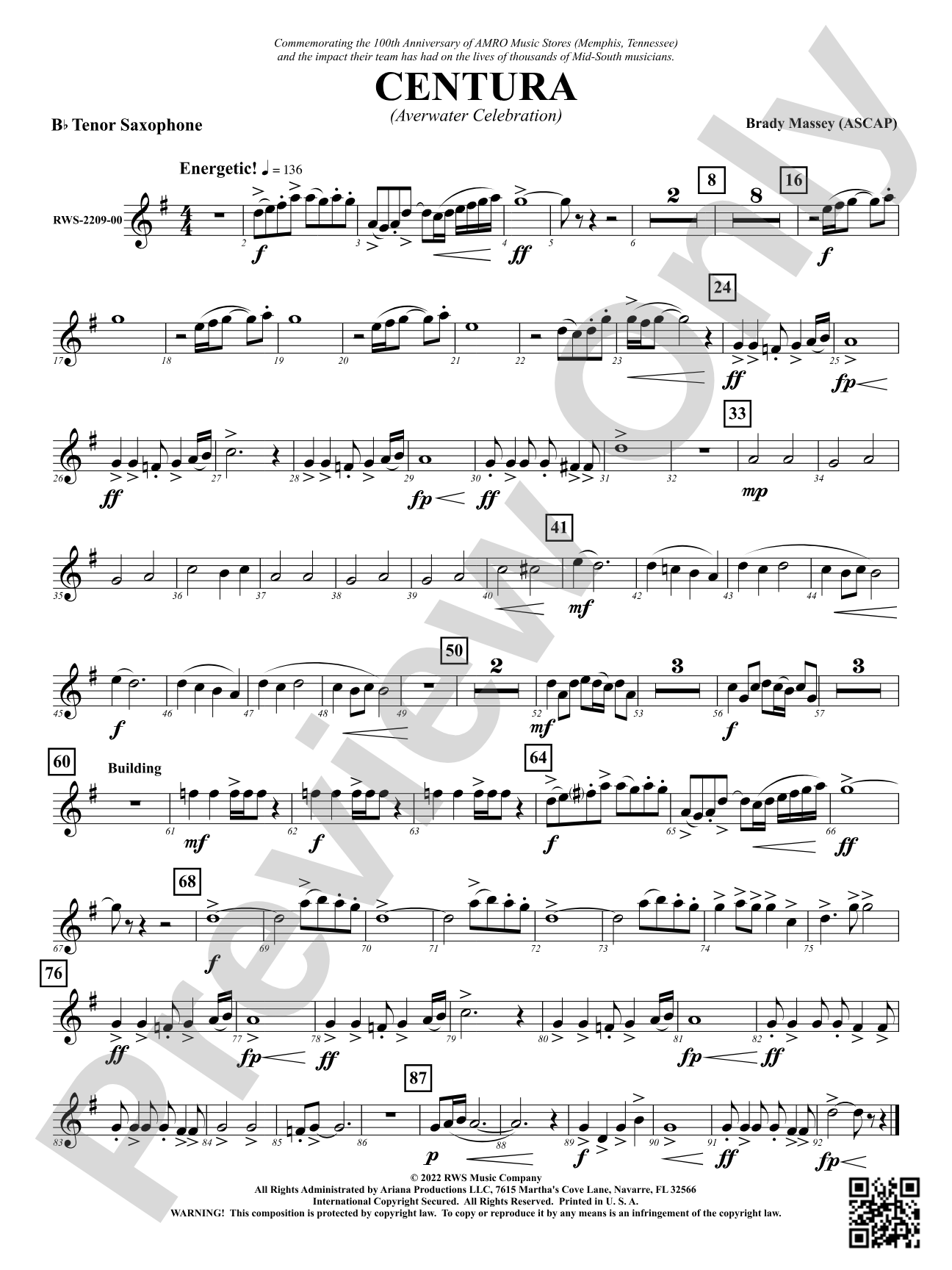 Centura - Averwater Celebration: B-flat Tenor Saxophone