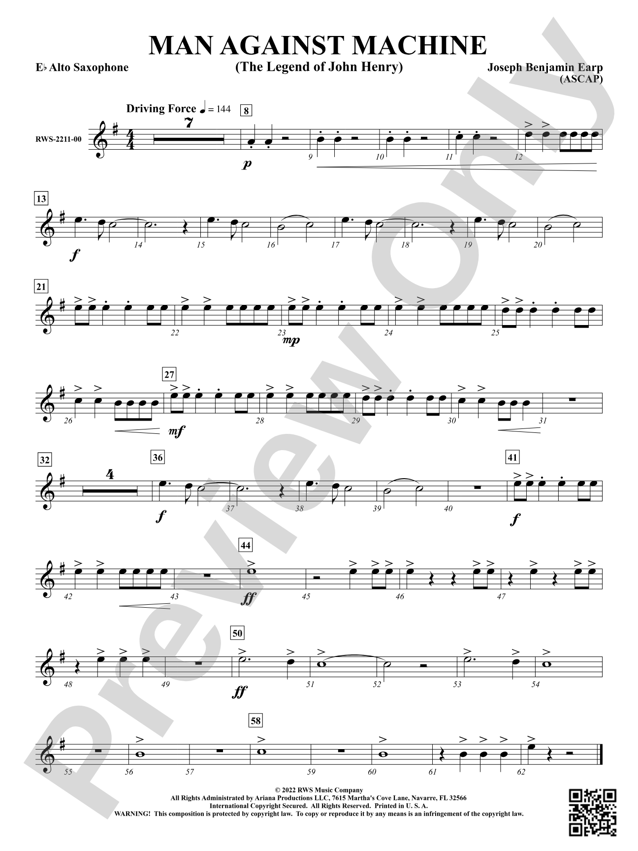 Man Against Machine - The Legend of John Henry: 1st E-flat Alto Saxophone