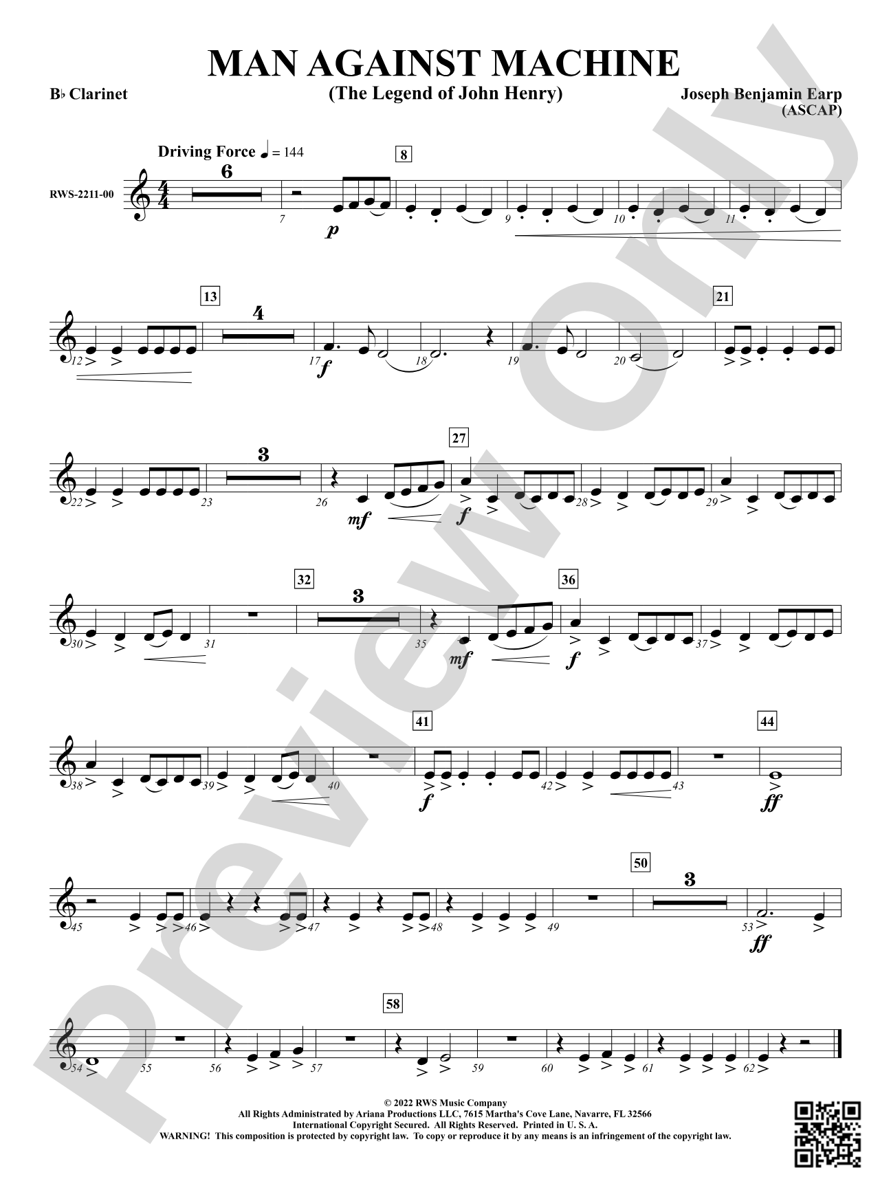 Man Against Machine - The Legend of John Henry: 1st B-flat Clarinet