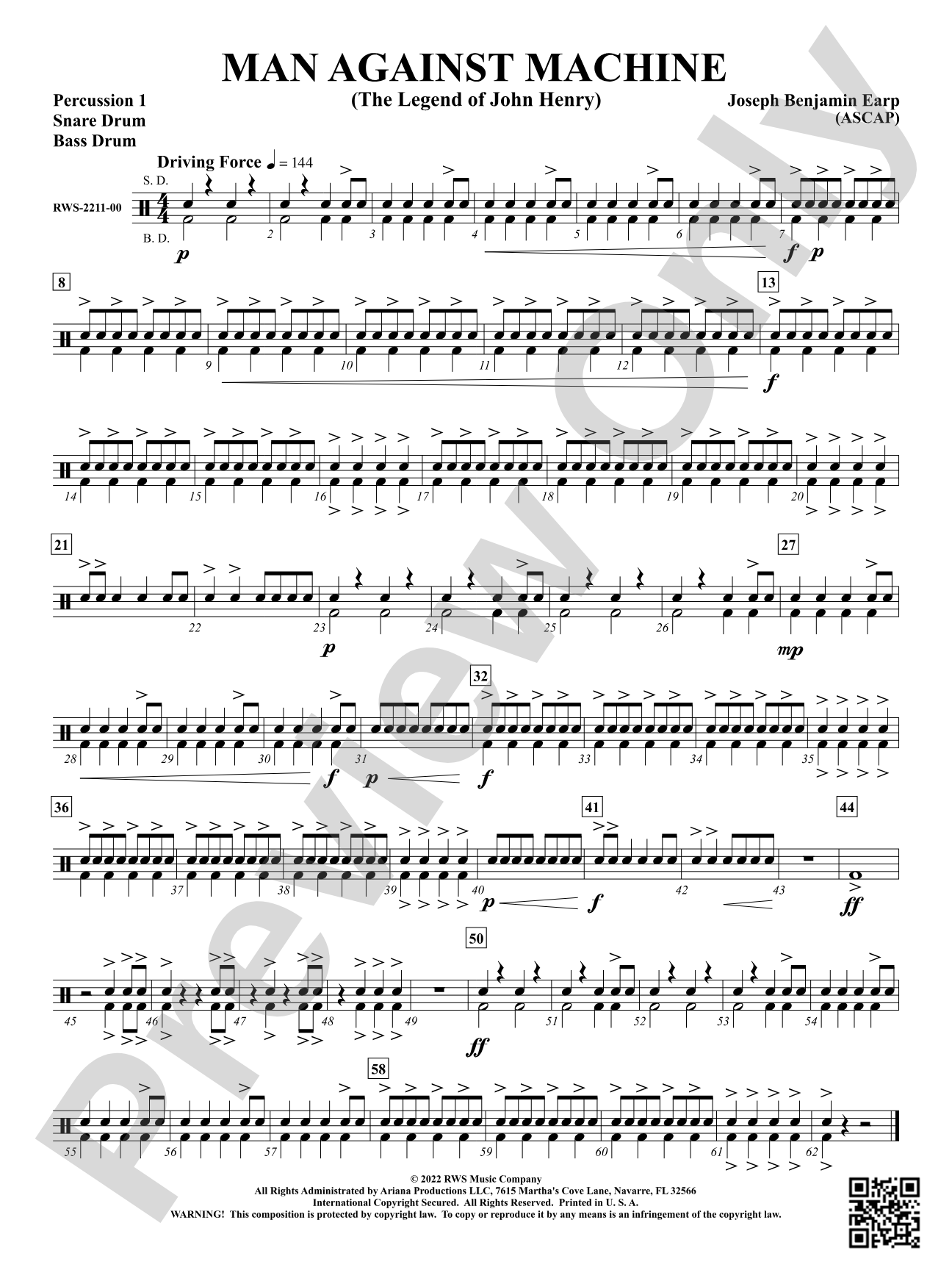 Man Against Machine - The Legend of John Henry: 1st Percussion