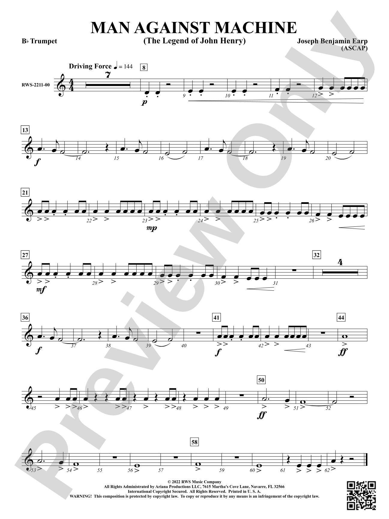 Man Against Machine - The Legend of John Henry: 1st B-flat Trumpet