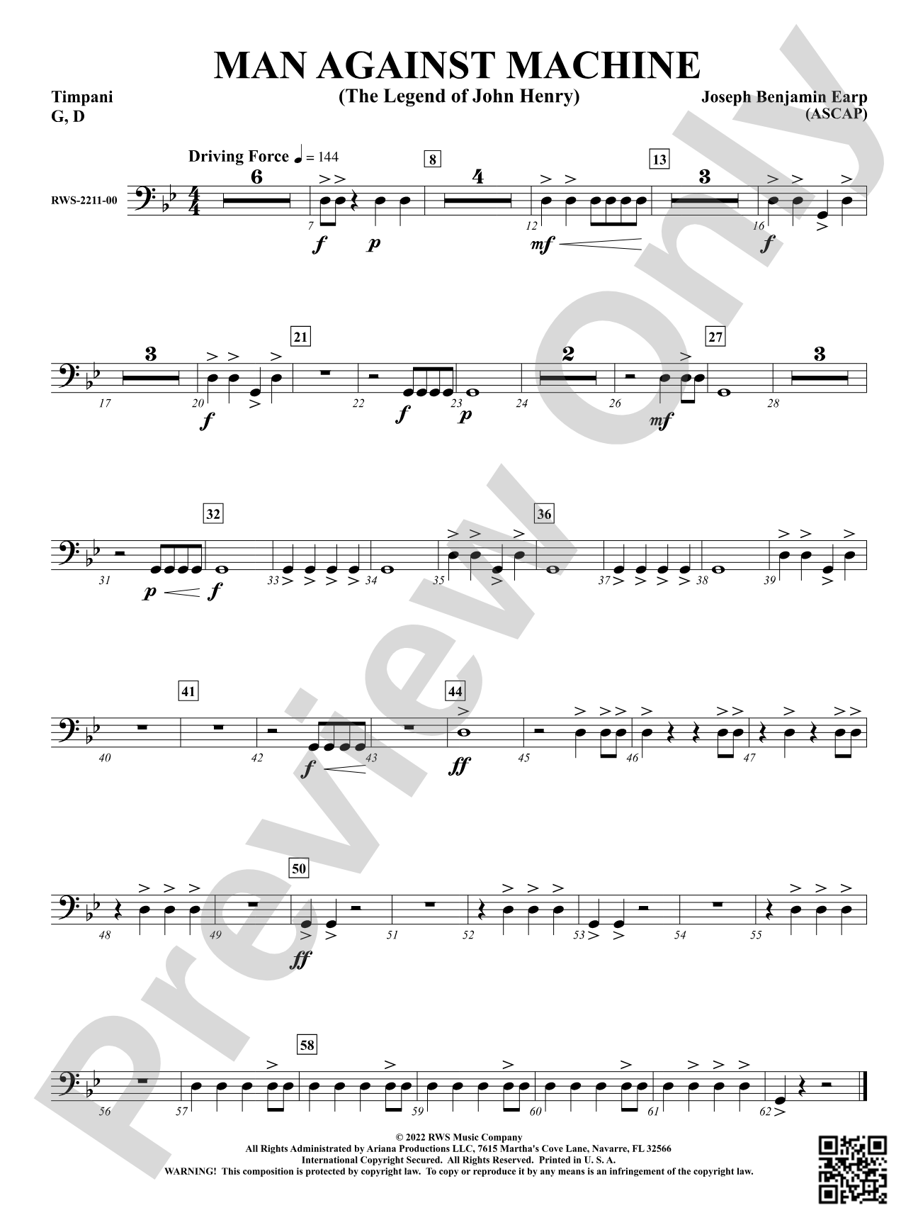 Man Against Machine - The Legend of John Henry: Timpani