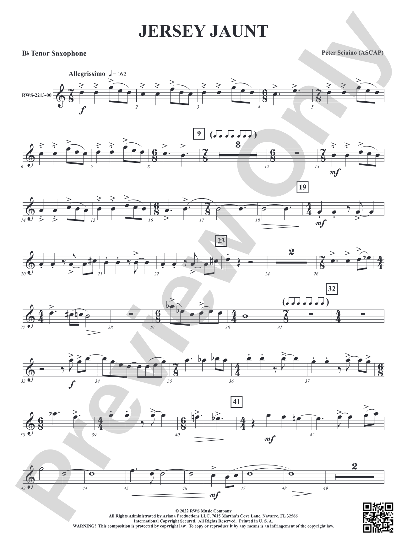 Jersey Jaunt: B-flat Tenor Saxophone