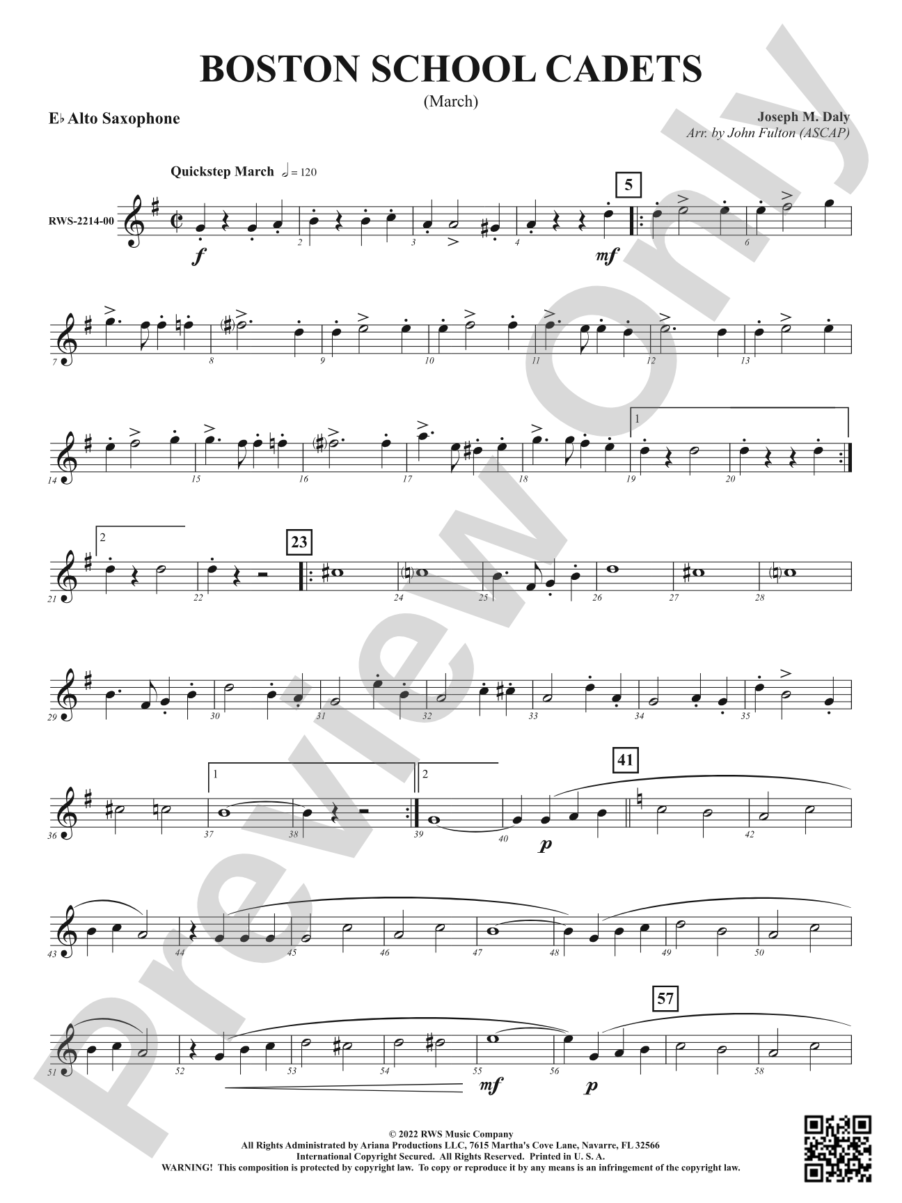 Boston School Cadets - March: 1st E-flat Alto Saxophone