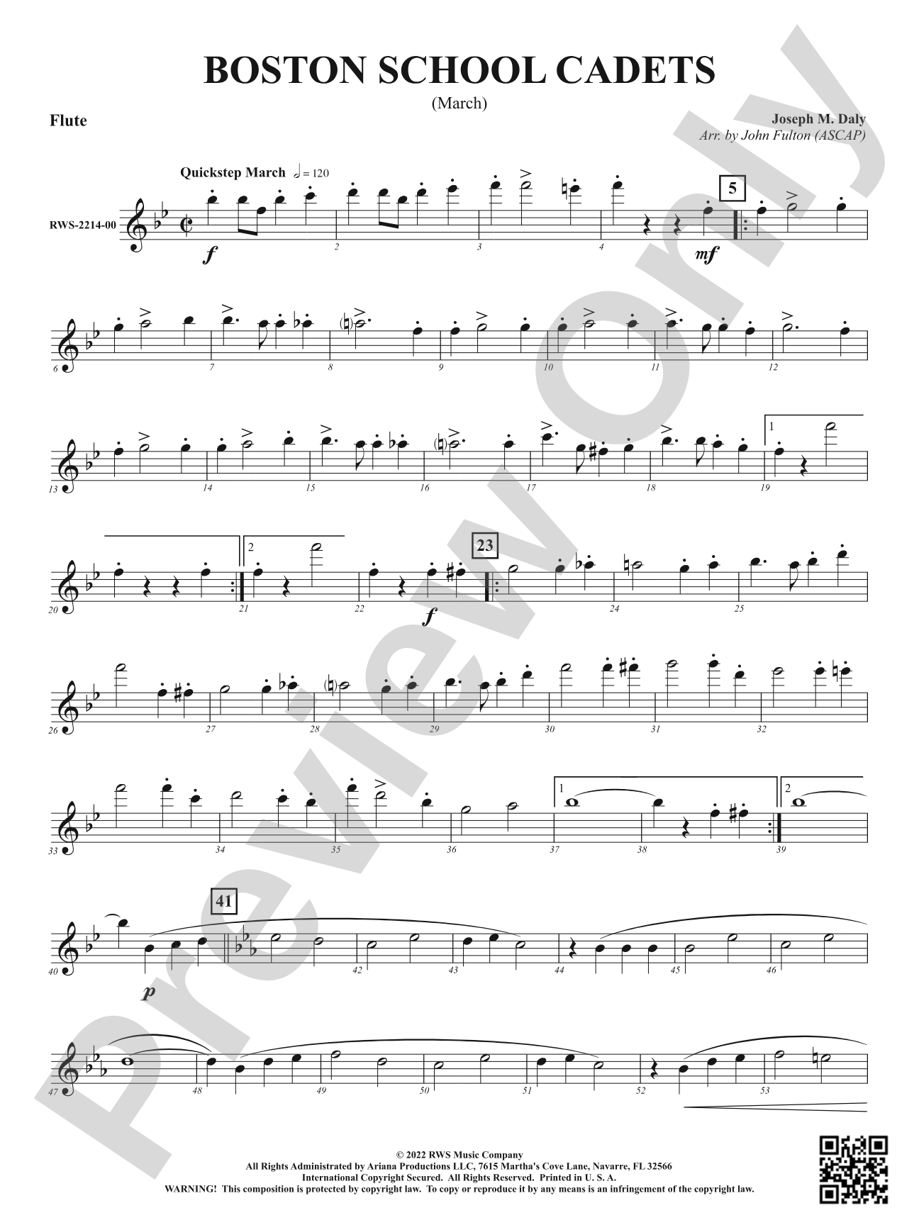 Boston School Cadets - March: 1st Flute