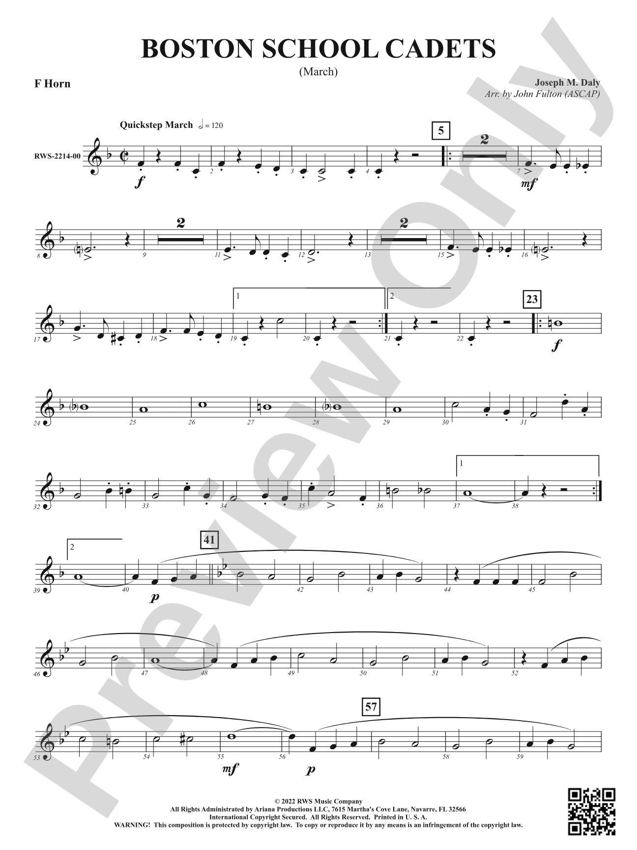 Boston School Cadets - March: 1st F Horn