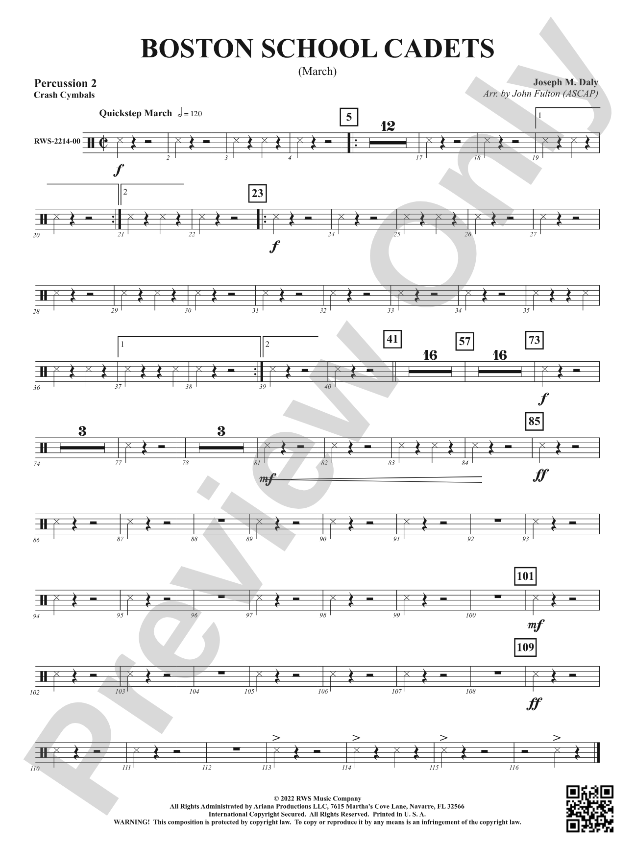 Boston School Cadets - March: 2nd Percussion