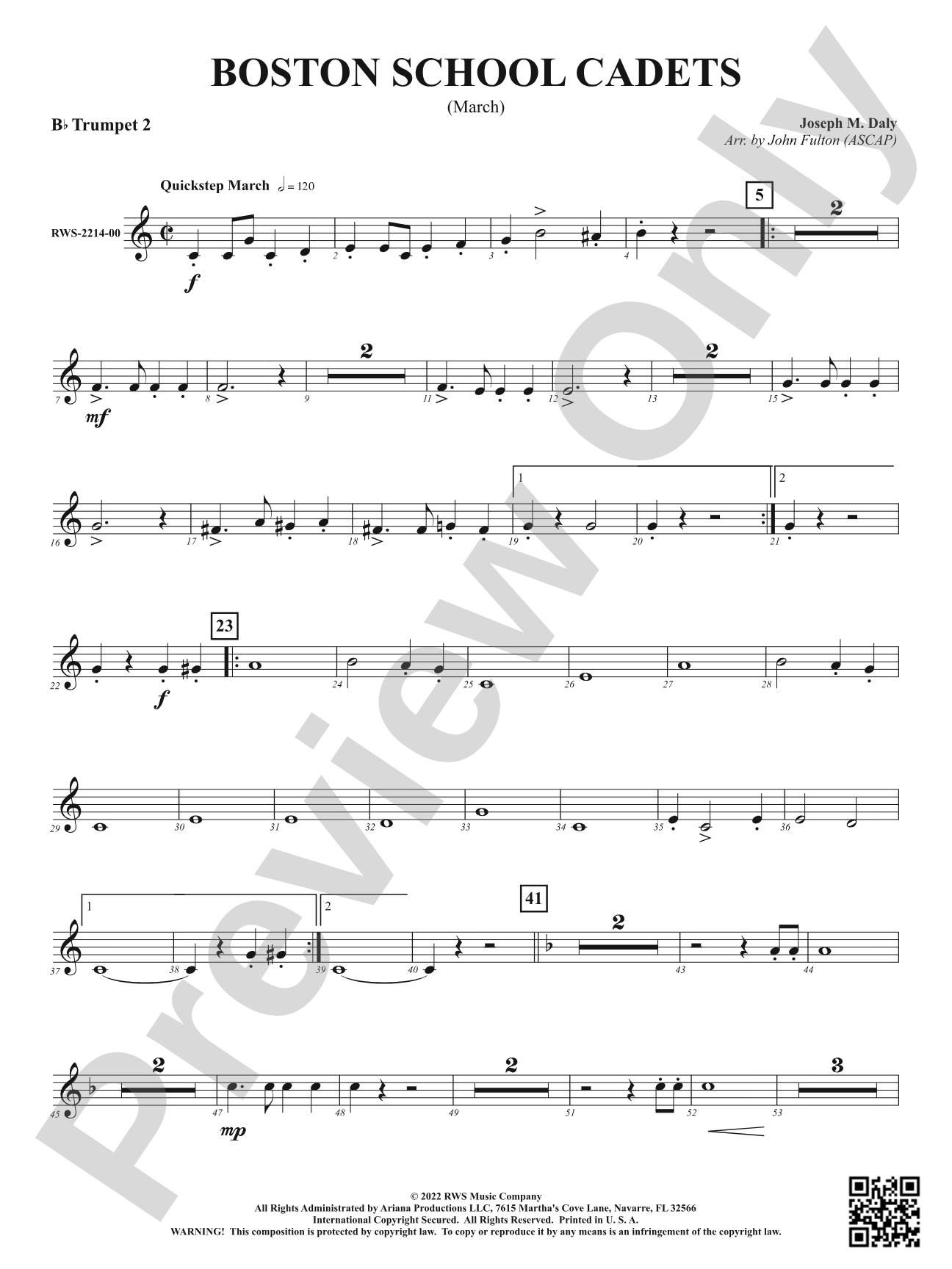 Boston School Cadets - March: 2nd B-flat Trumpet