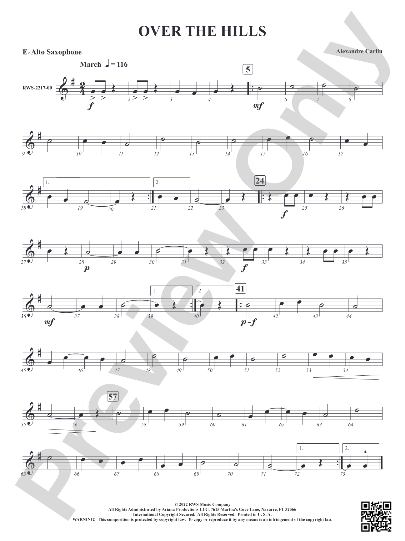 Over The Hills: 1st E-flat Alto Saxophone