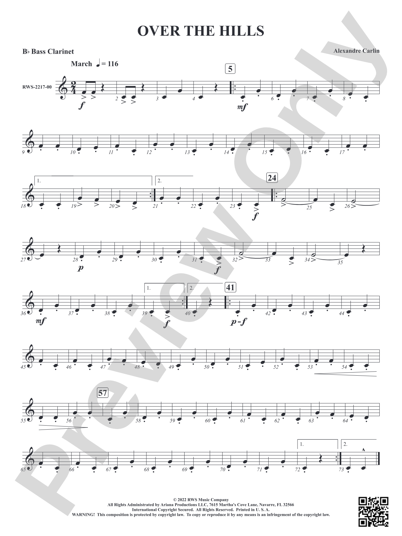 Over The Hills: B-flat Bass Clarinet