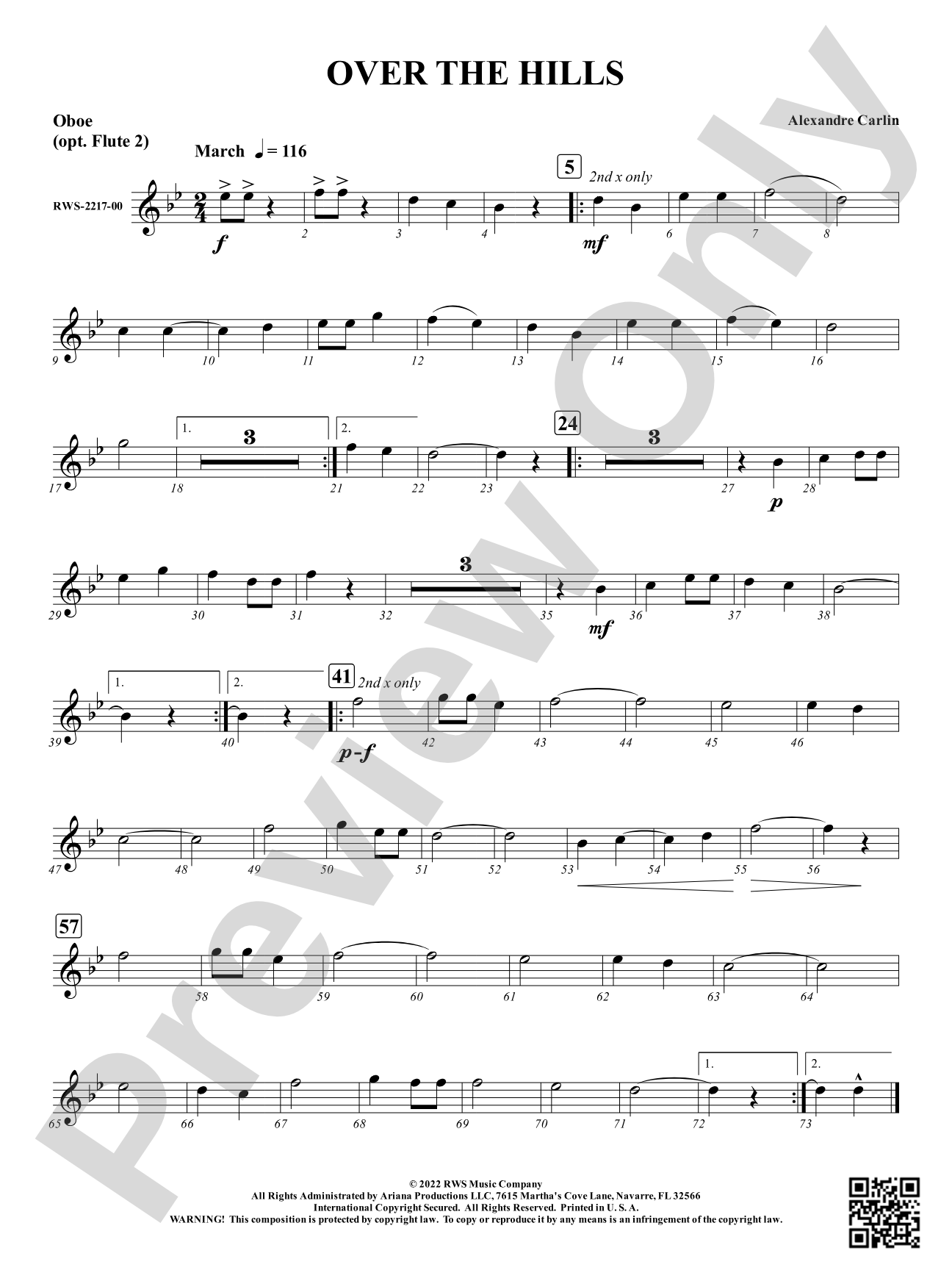 Over The Hills: Oboe