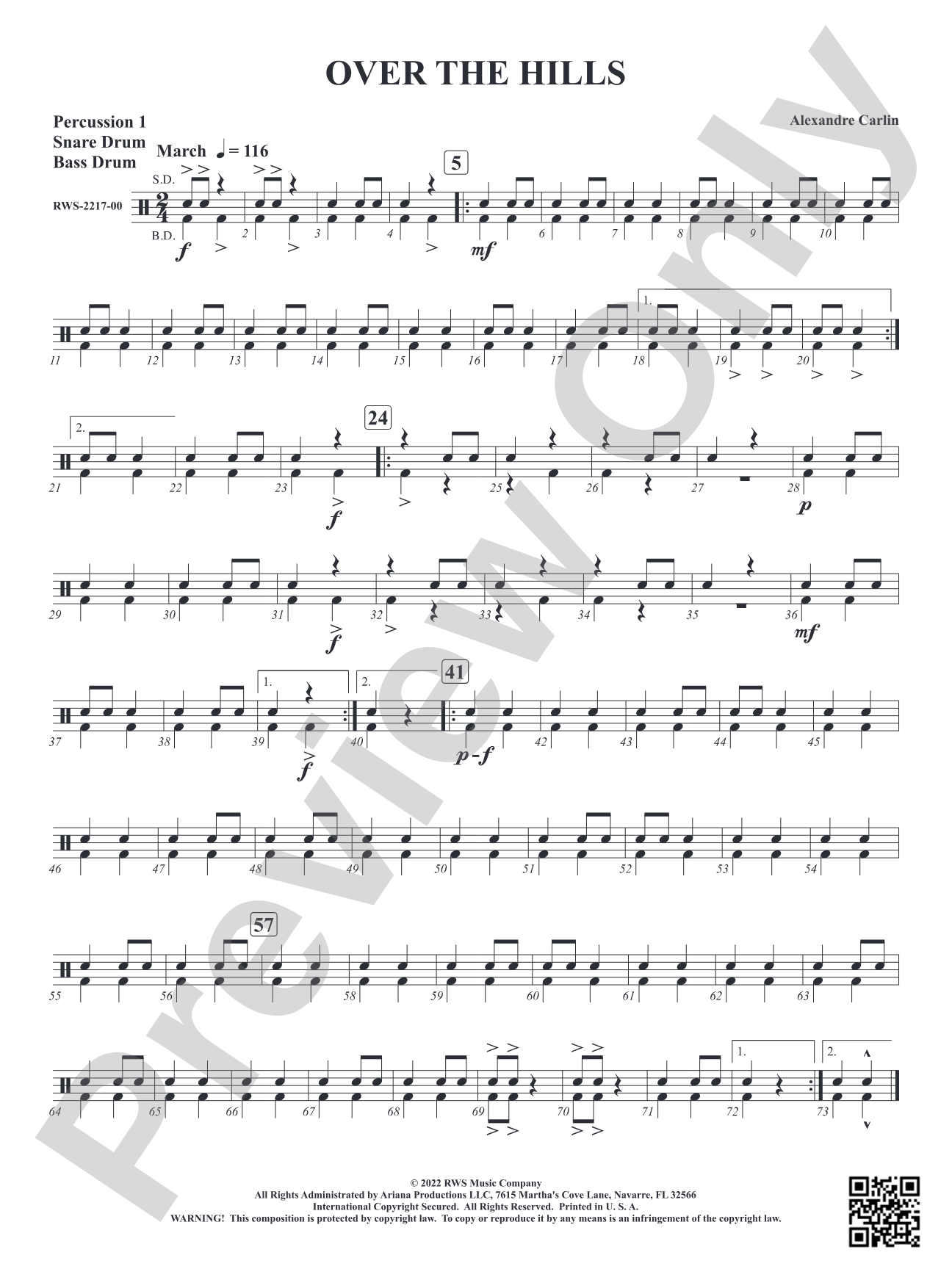 Over The Hills: 1st Percussion