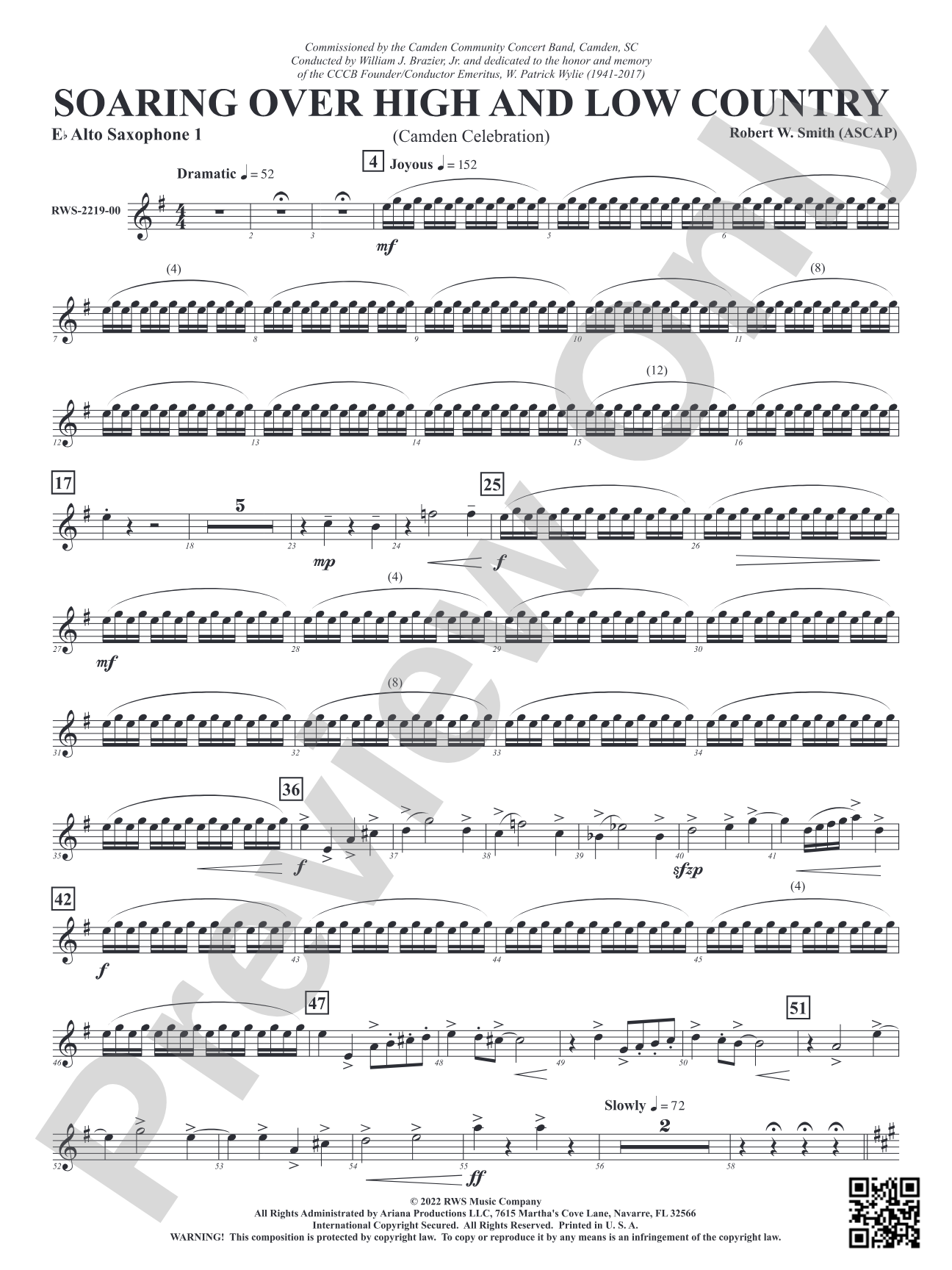 Soaring Over High and Low Country - Camden Celebration: 1st E-flat Alto Saxophone