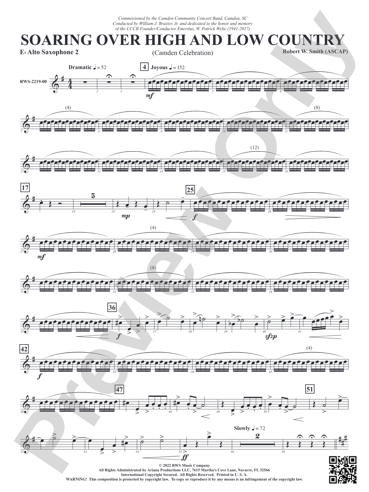 Soaring Over High and Low Country - Camden Celebration: 2nd E-flat Alto Saxophone