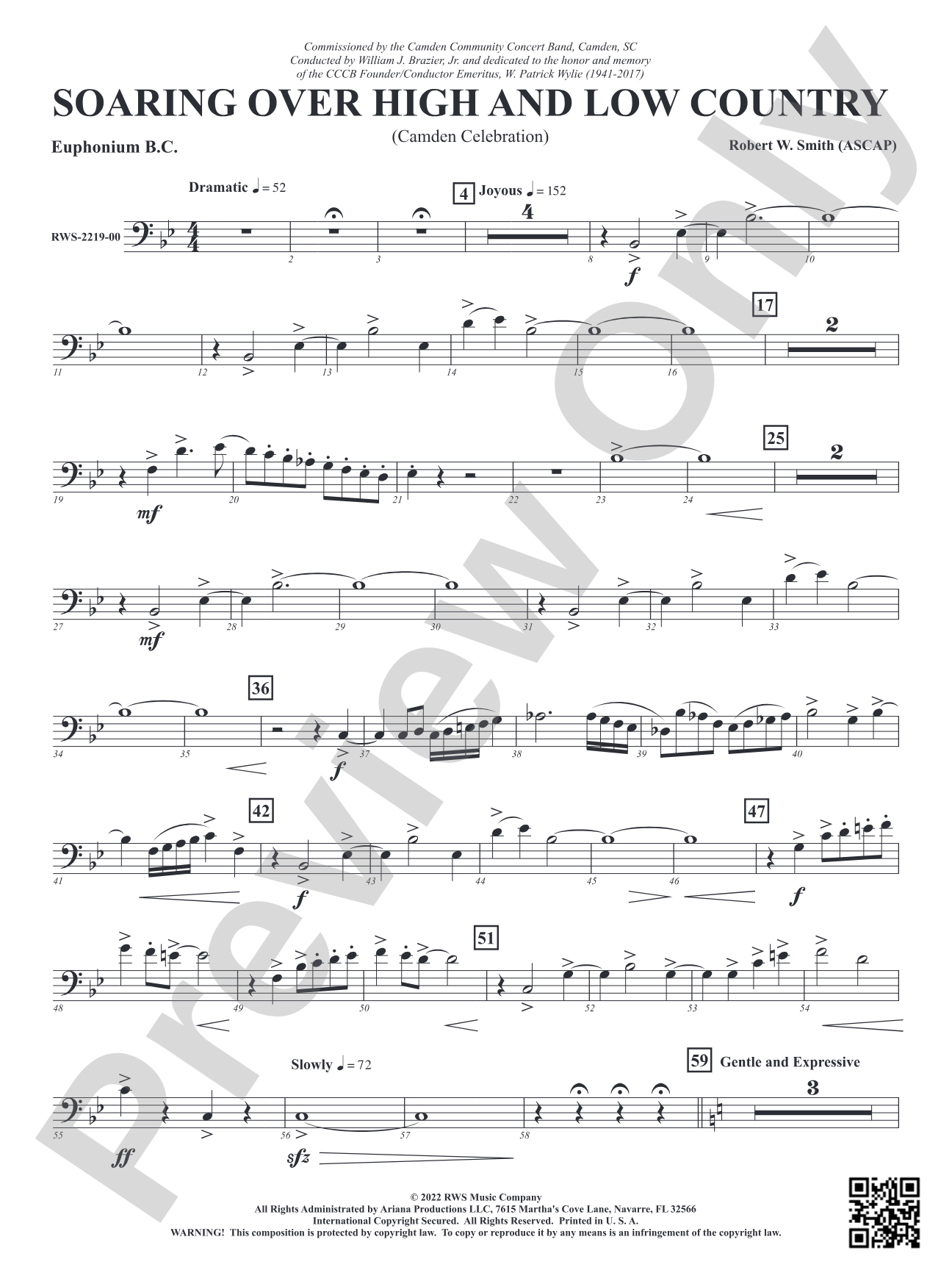 Soaring Over High and Low Country - Camden Celebration: Baritone B.C.