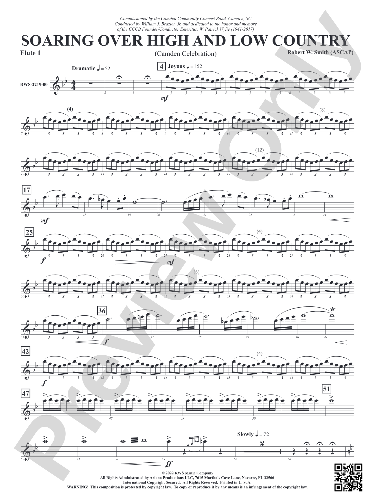 Soaring Over High and Low Country - Camden Celebration: 1st Flute