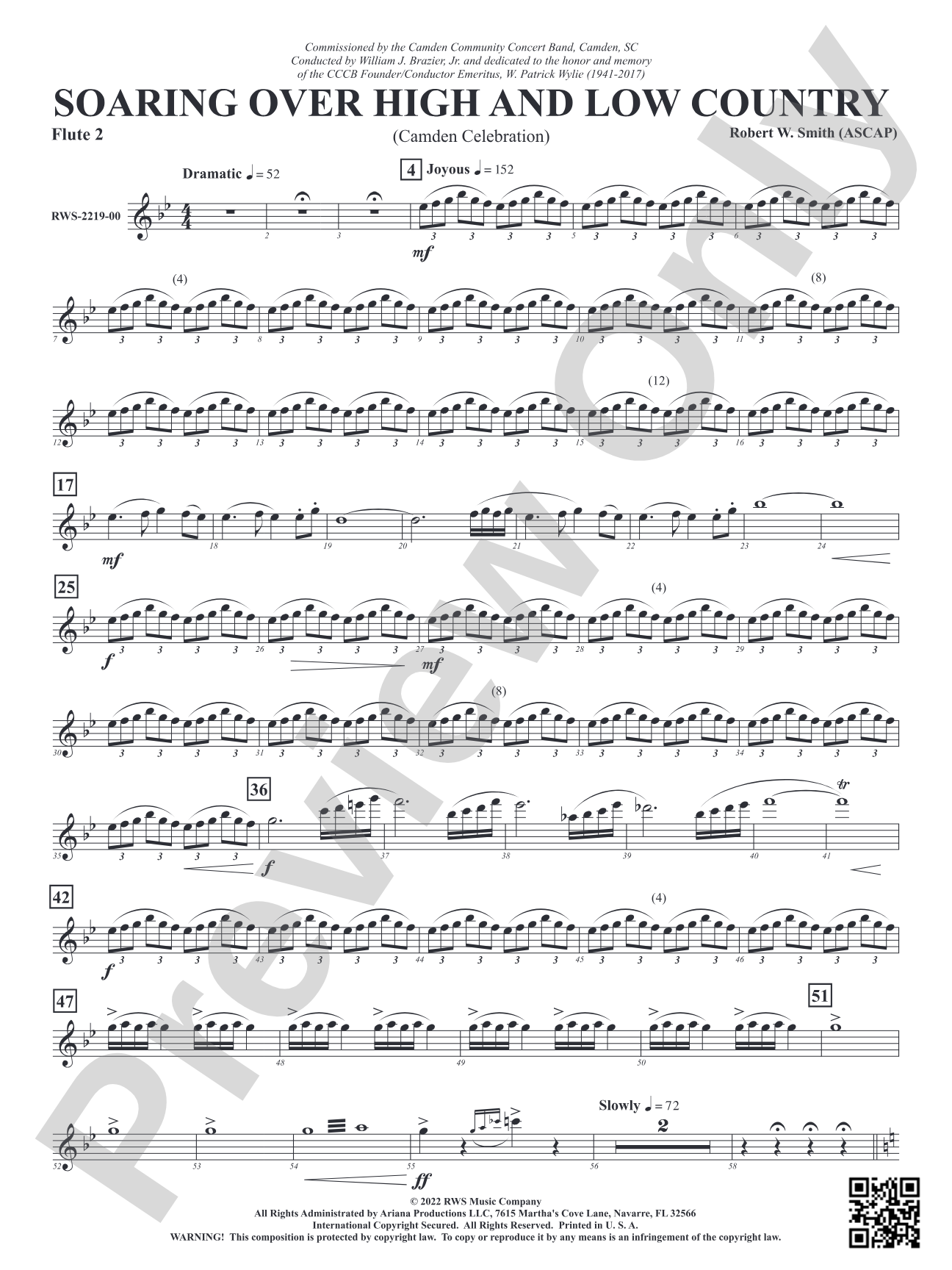 Soaring Over High and Low Country - Camden Celebration: 2nd Flute