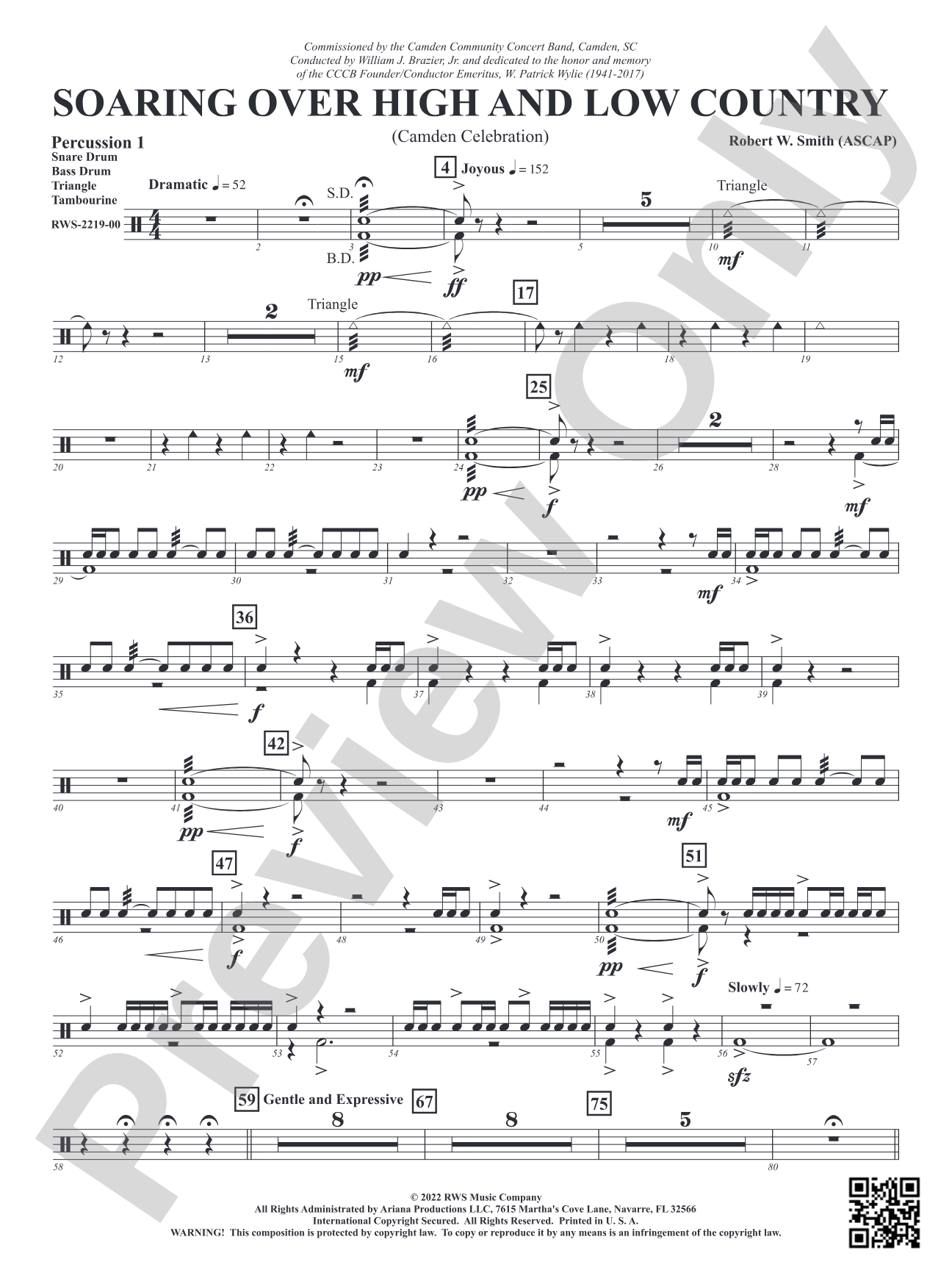 Soaring Over High and Low Country - Camden Celebration: 1st Percussion
