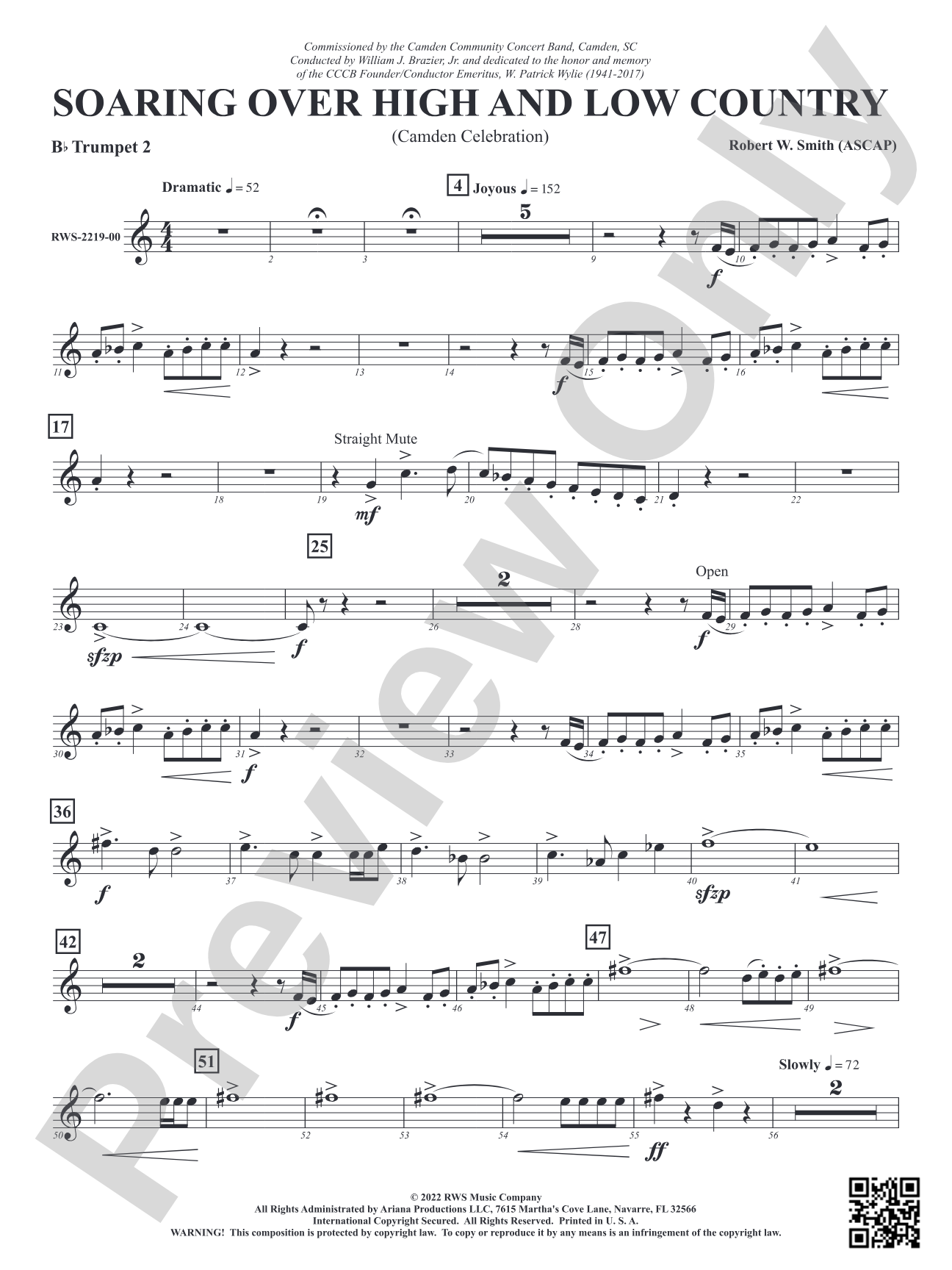 Soaring Over High and Low Country - Camden Celebration: 2nd B-flat Trumpet