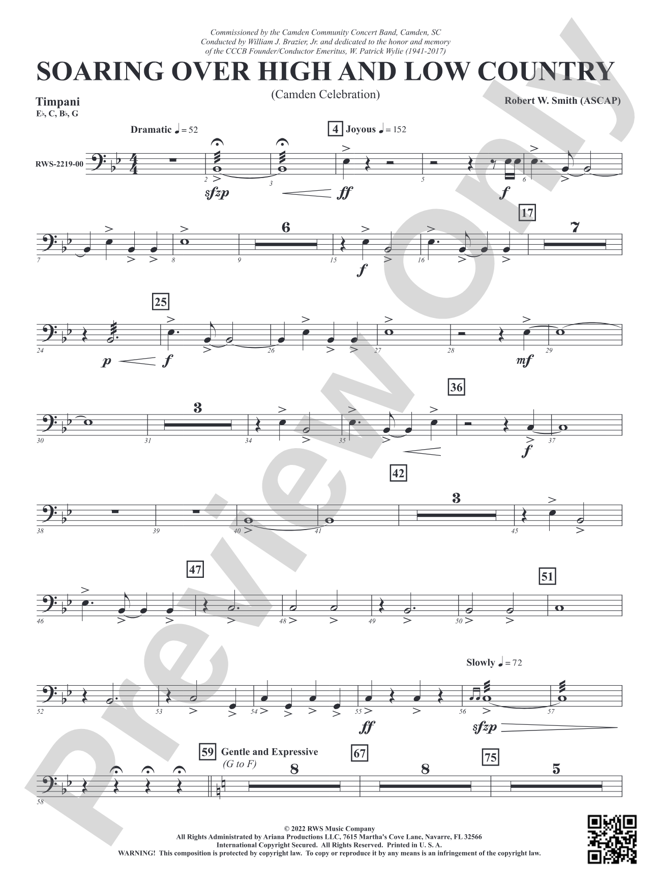 Soaring Over High and Low Country - Camden Celebration: Timpani