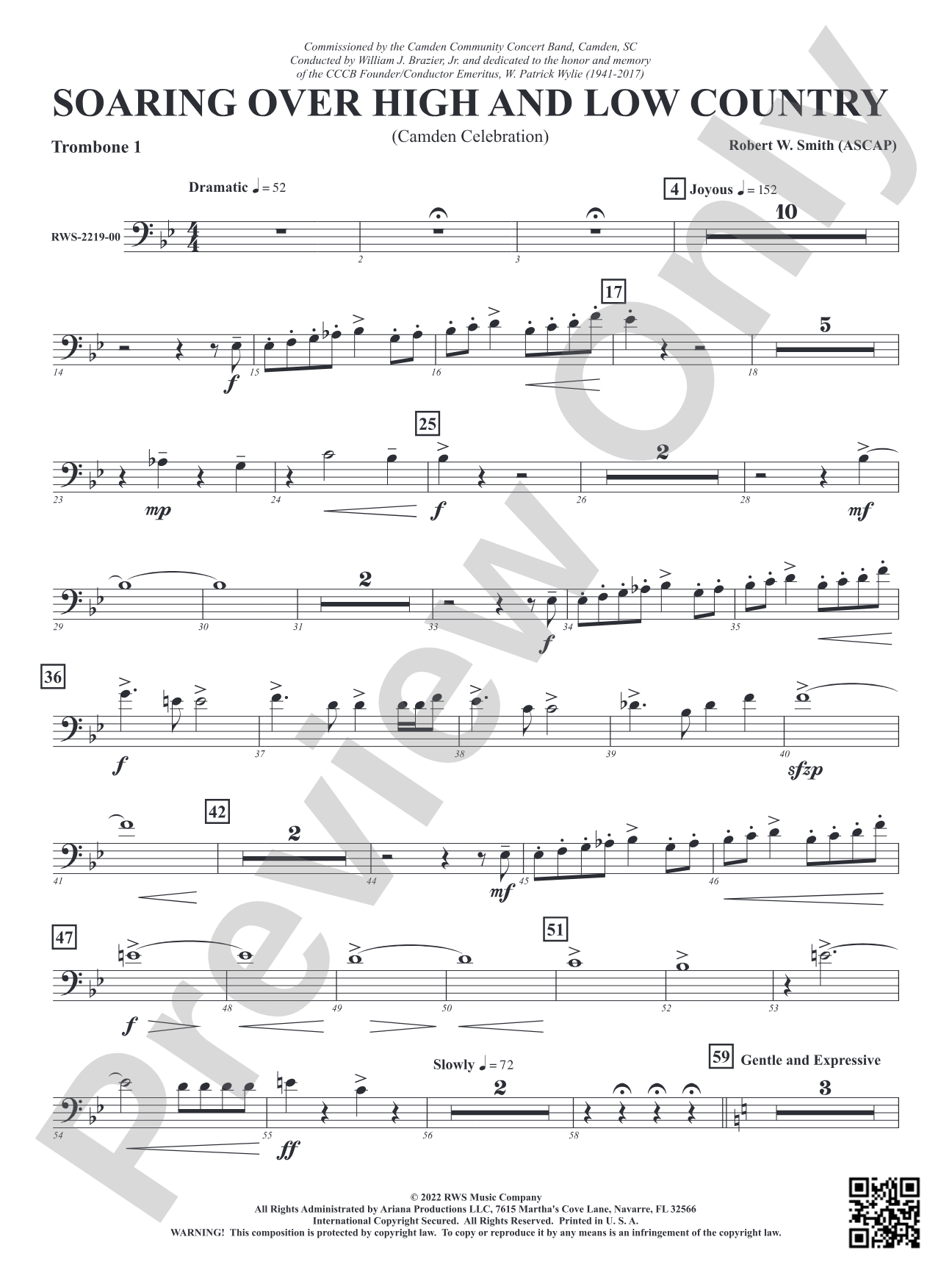 Soaring Over High and Low Country - Camden Celebration: 1st Trombone